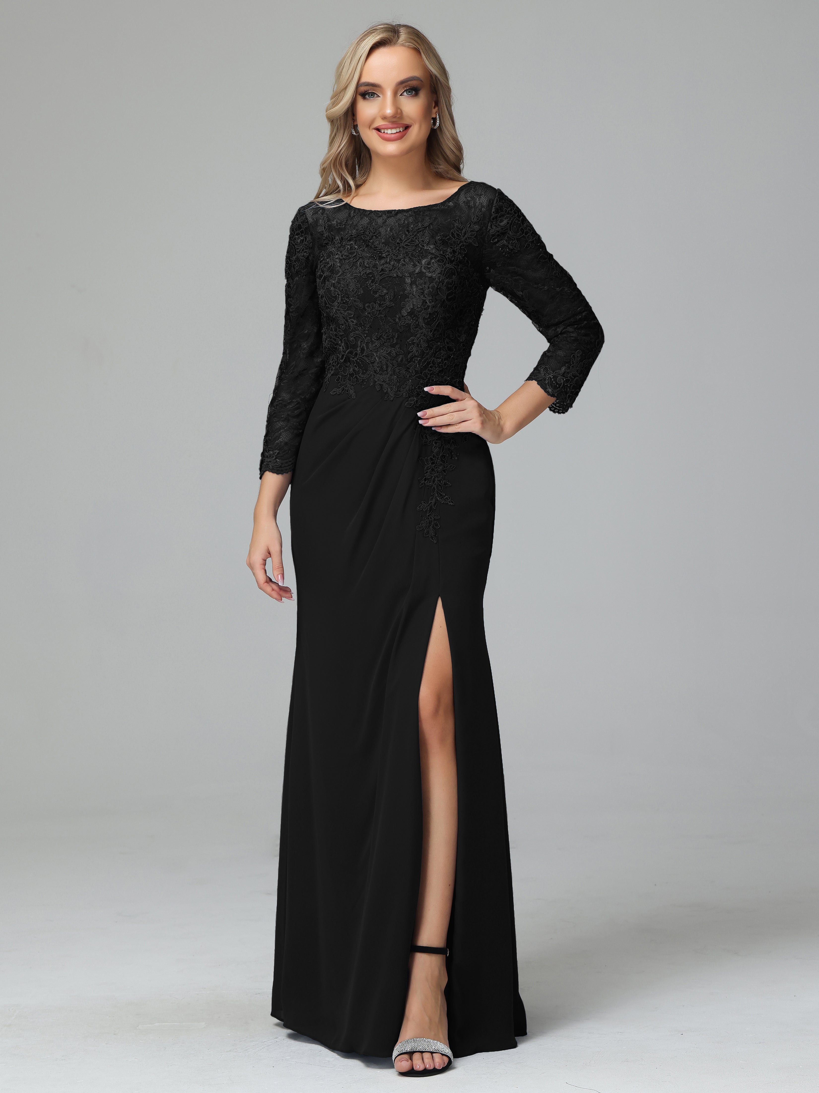 Chiffon fashion lace dress with sleeves