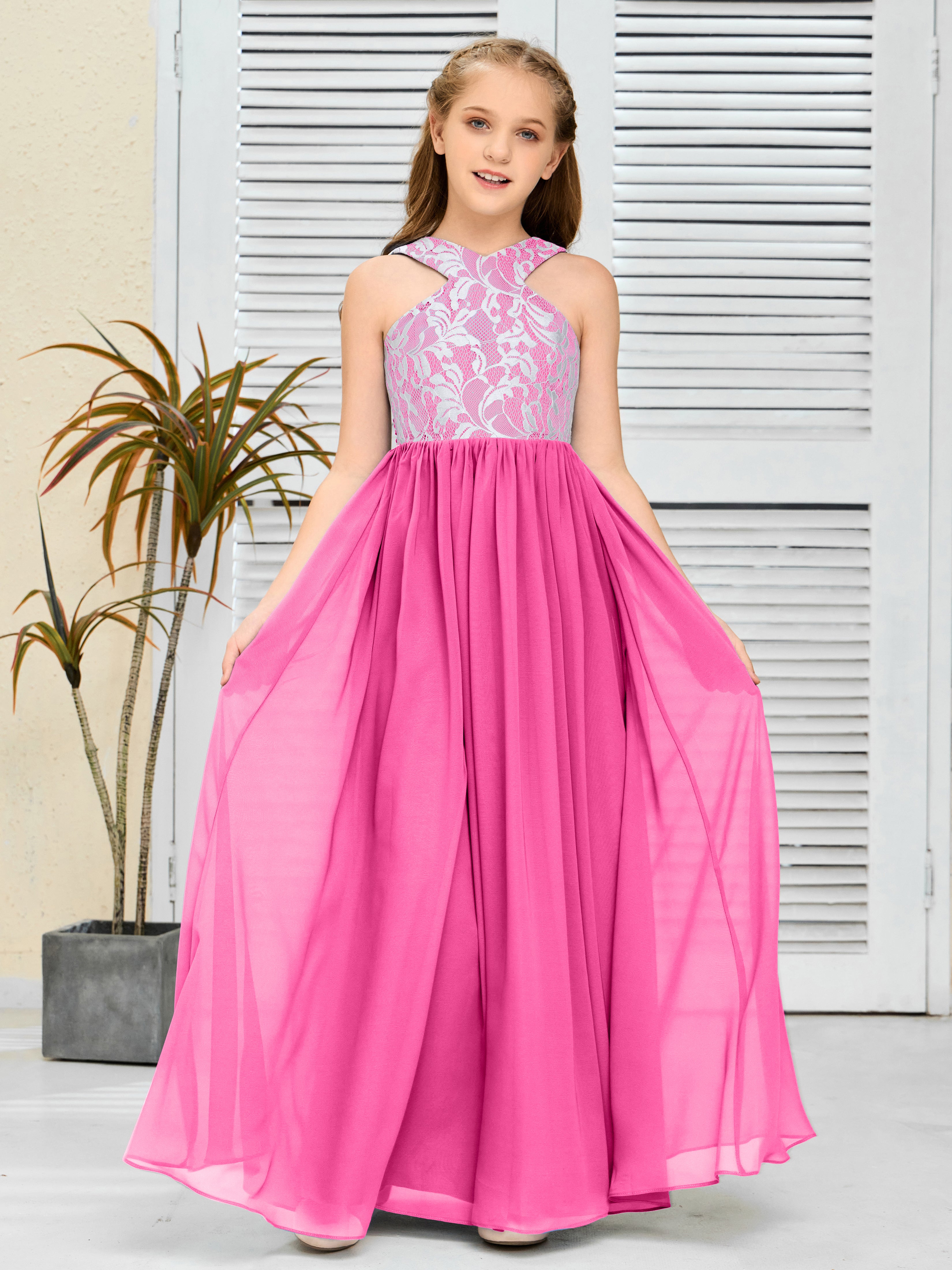 Chiffon factory Lace Junior Bridesmaid Dress