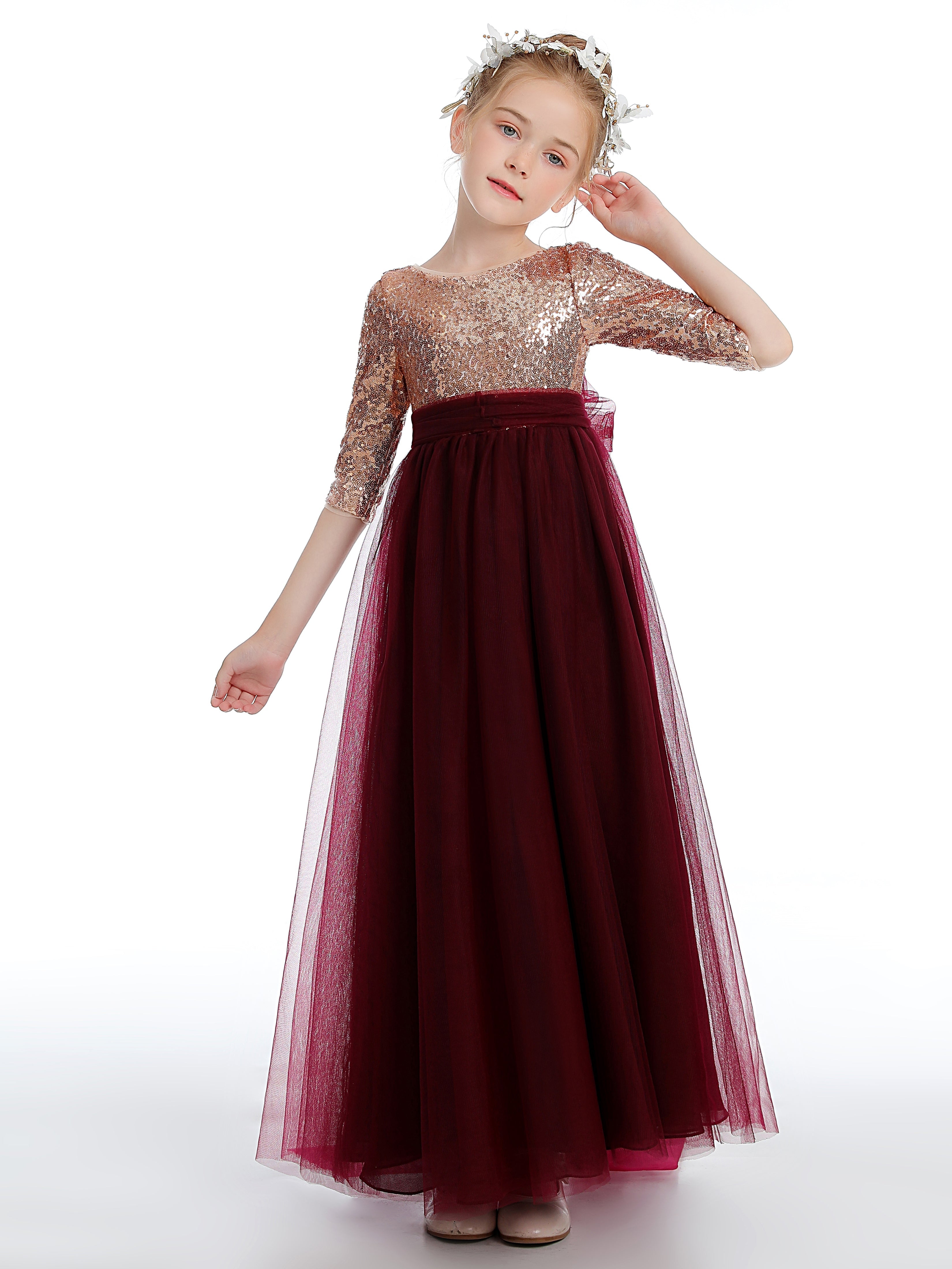 Burgundy flower girl dress Sequin flower shops girl dress Ivory flower girl dress Wine flower girl dress Girl sequin dress