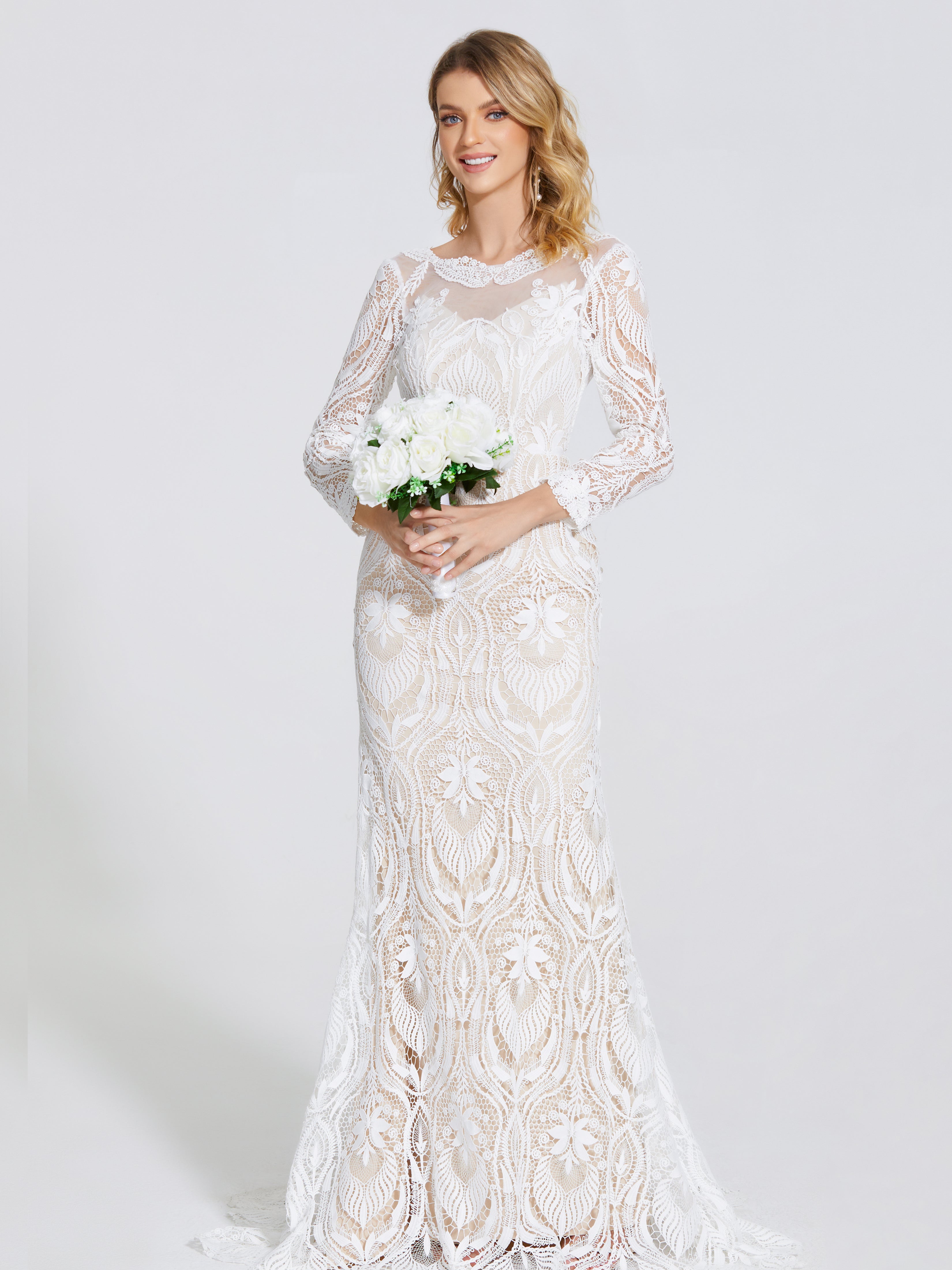 Cap Sleeve Trumpet Wedding Dress