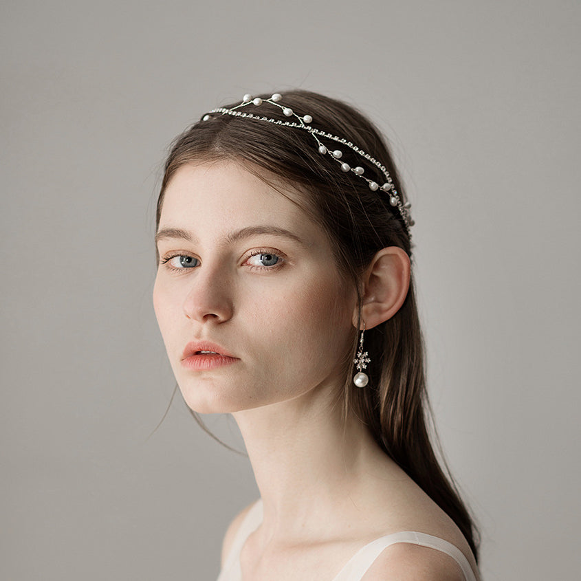 Pearl Bridal Thin Headband. Pearl Hairband for Wedding, Simple Pearl  Wedding Hair Tiara, Crystal Headpiece for Wedding G038 
