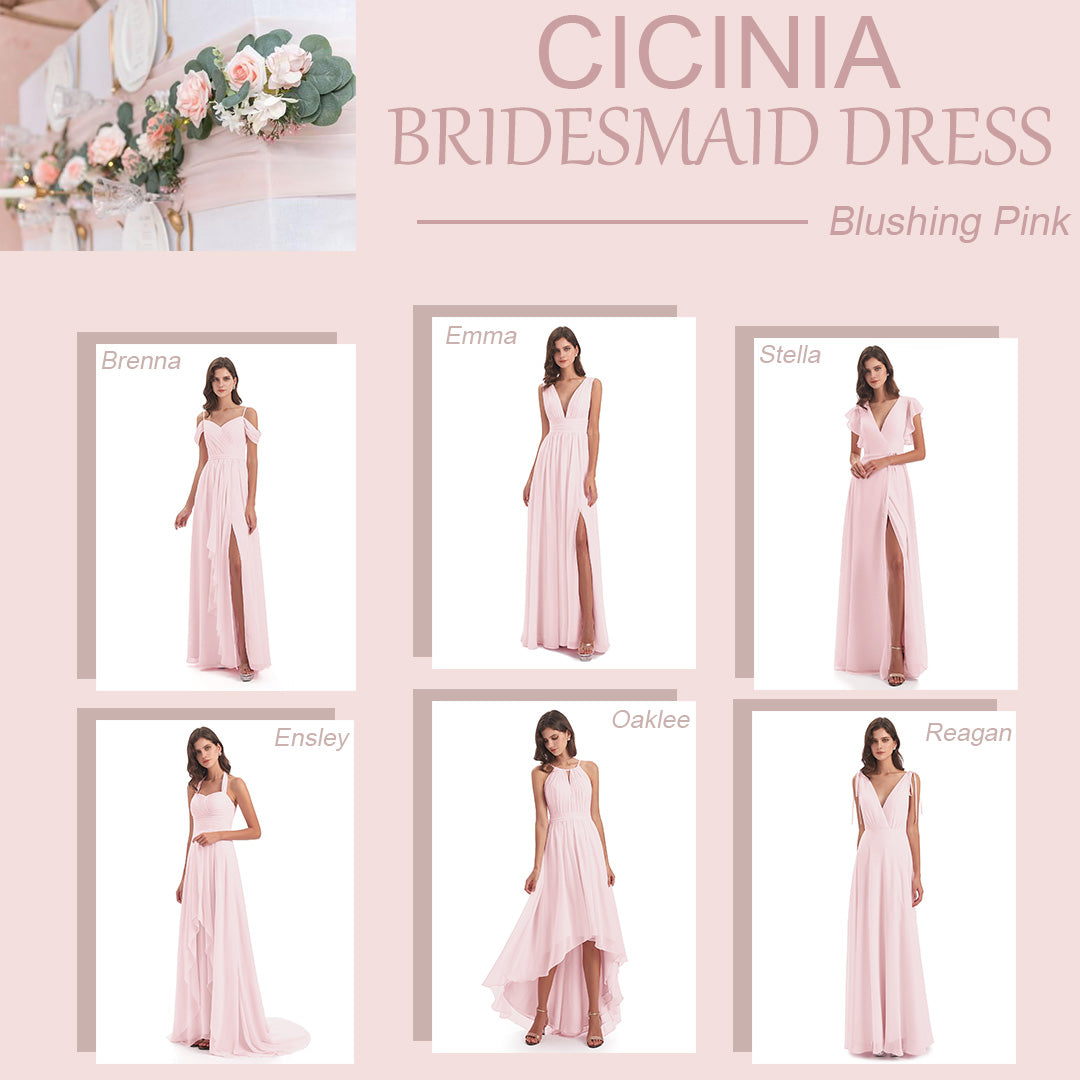 Blushing Pink Bridesmaid Dresses