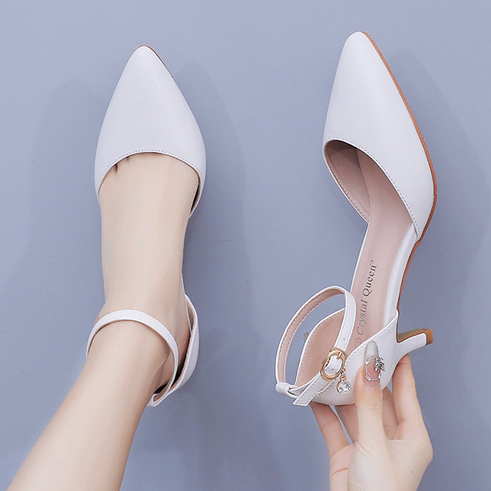 Mid Heel Matte Pointed Toe PU Wedding Shoes