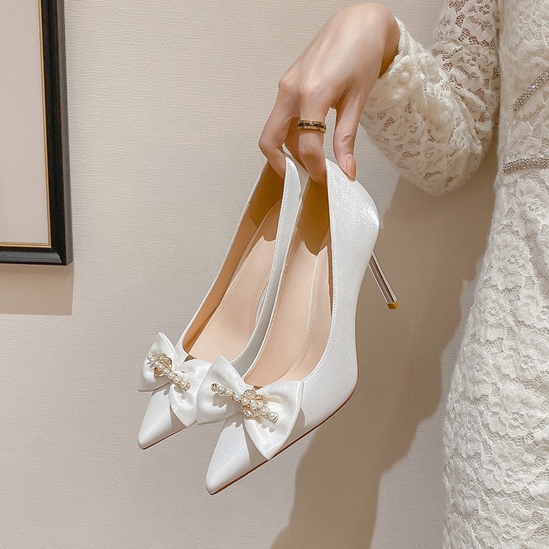 Cute white high heels best sale