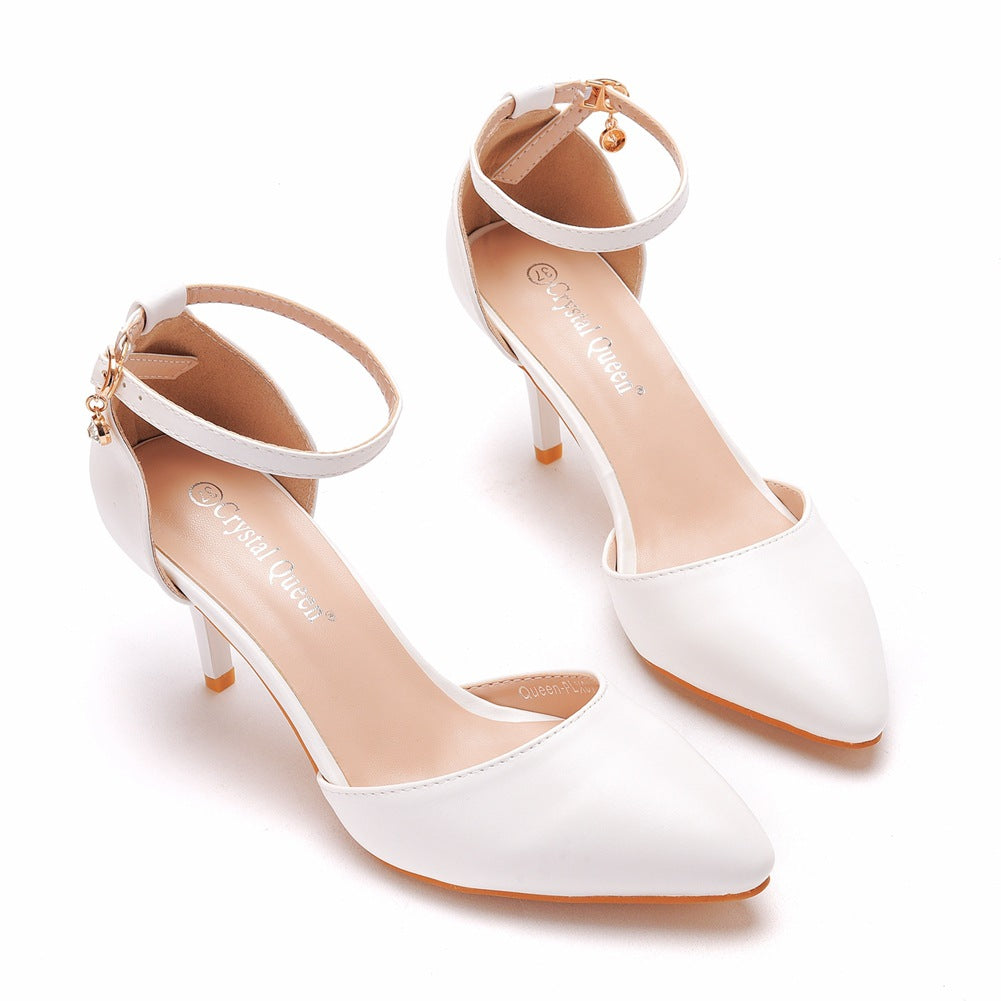 Women's Wedding Shoes Pointed Toe Ankle Strap Stiletto Heel