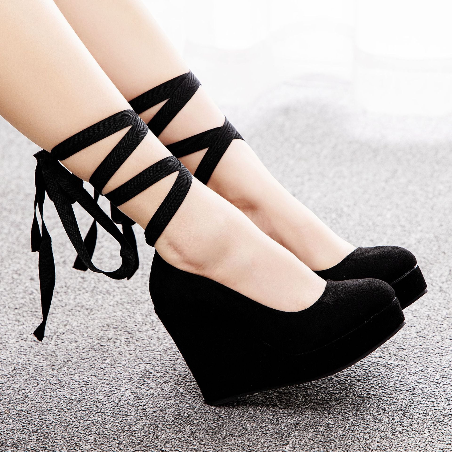 Toe Platform Heels Ankle Strap Wedges Heels