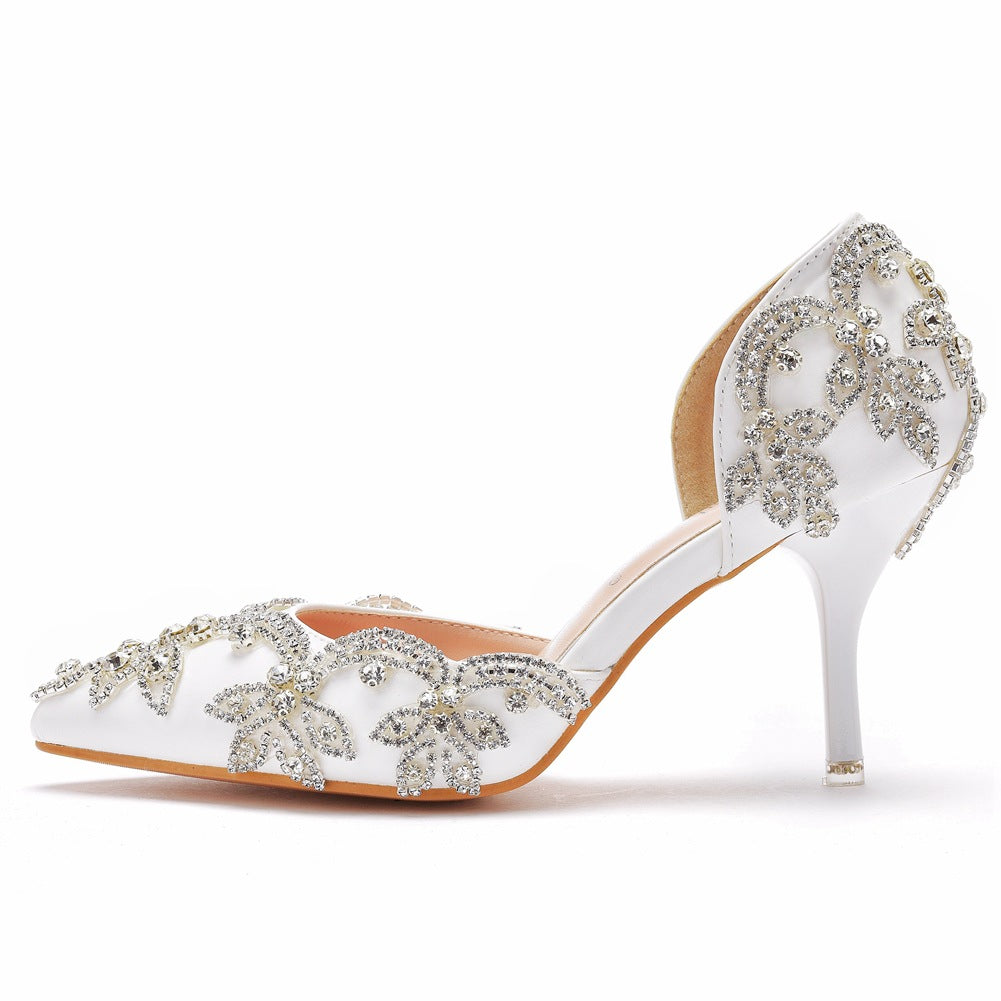 Woman's Wedding Shoes Pointed Toe Rhinestone Stiletto