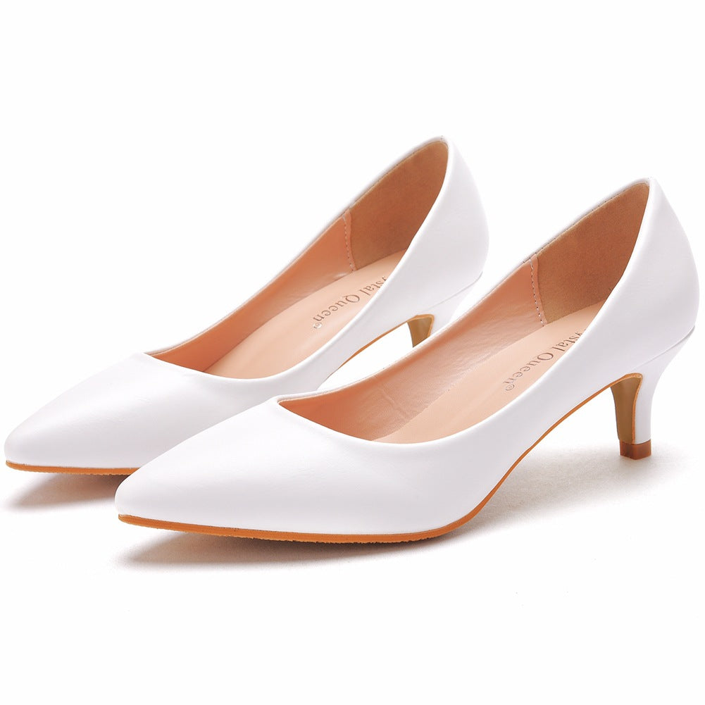 Simple Pointed Toe Kitten Heels Women's Shoes