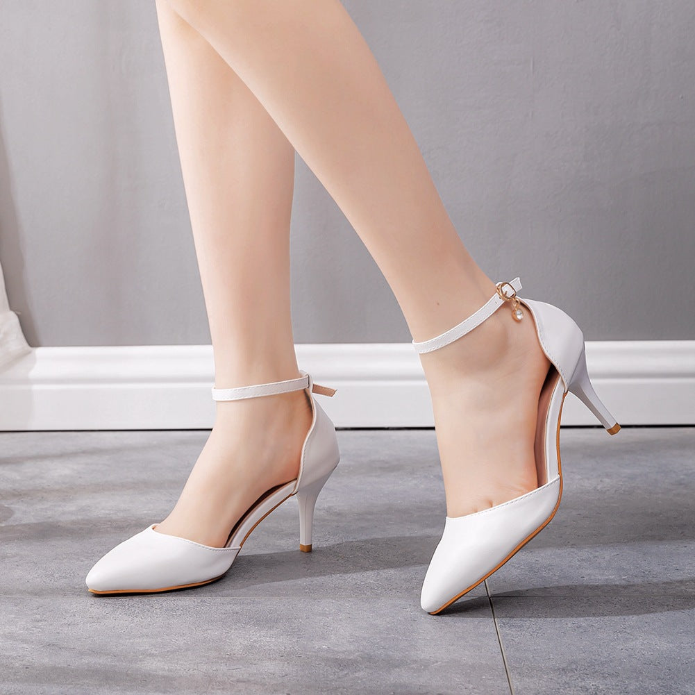 Women's Wedding Shoes Pointed Toe Ankle Strap Stiletto Heel