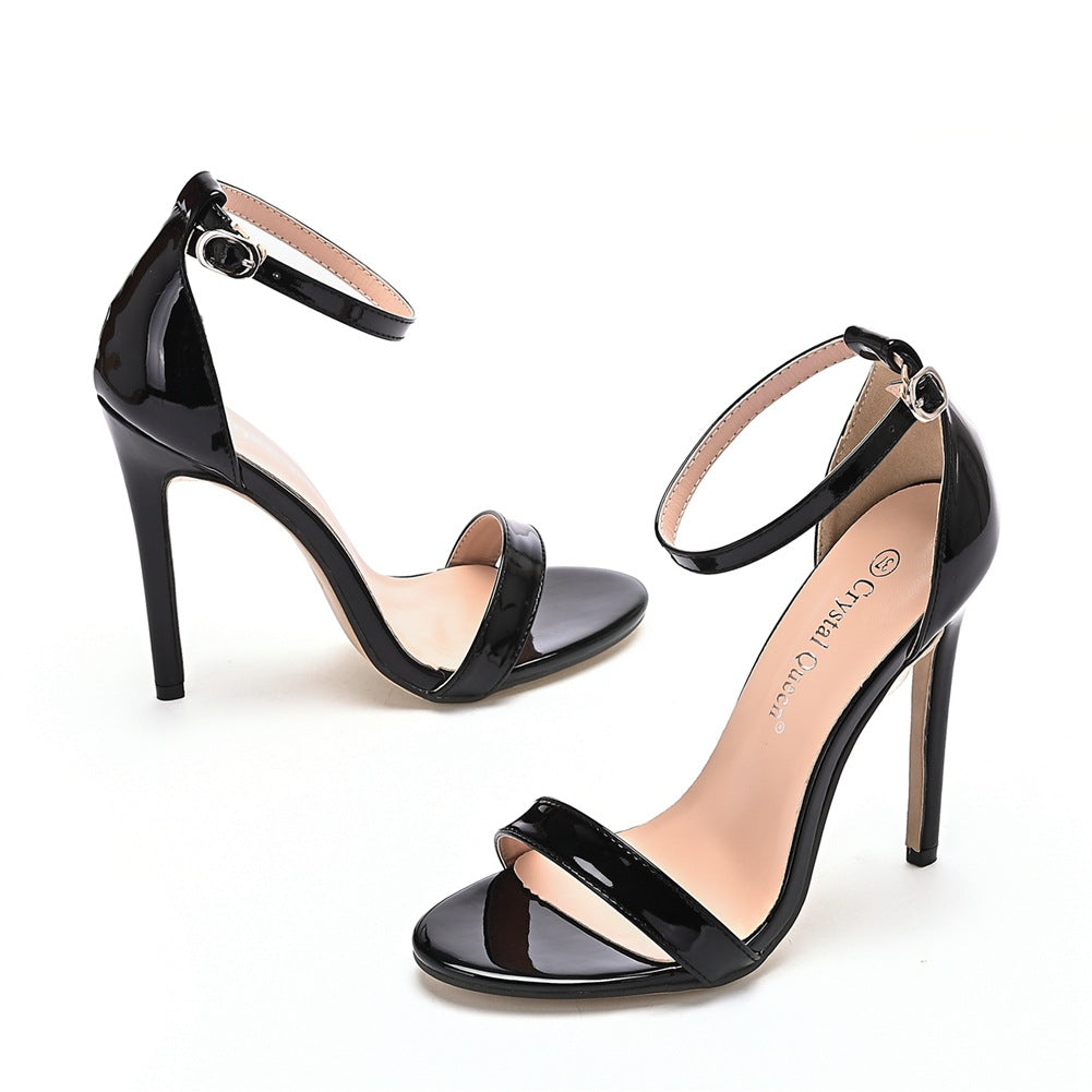 OpenToe Brief Ankle-Strap Casual High Heels