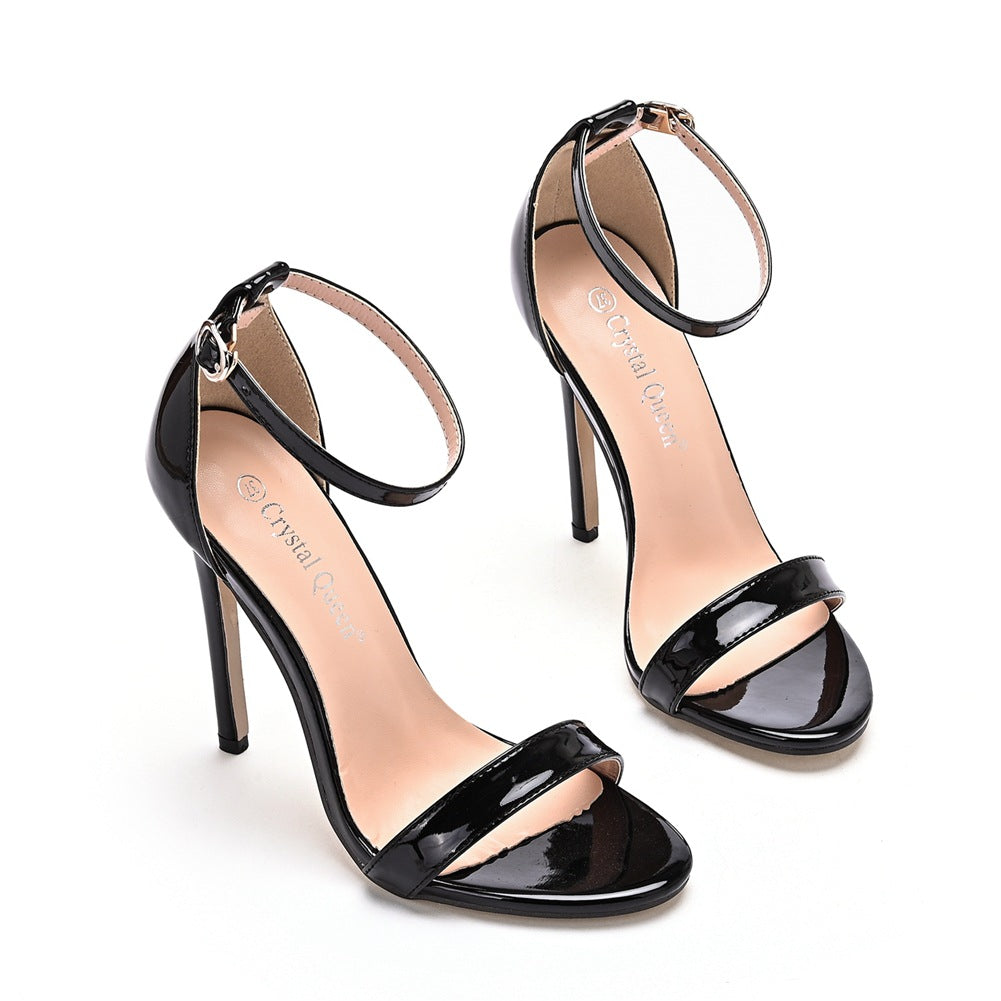 OpenToe Brief Ankle-Strap Casual High Heels