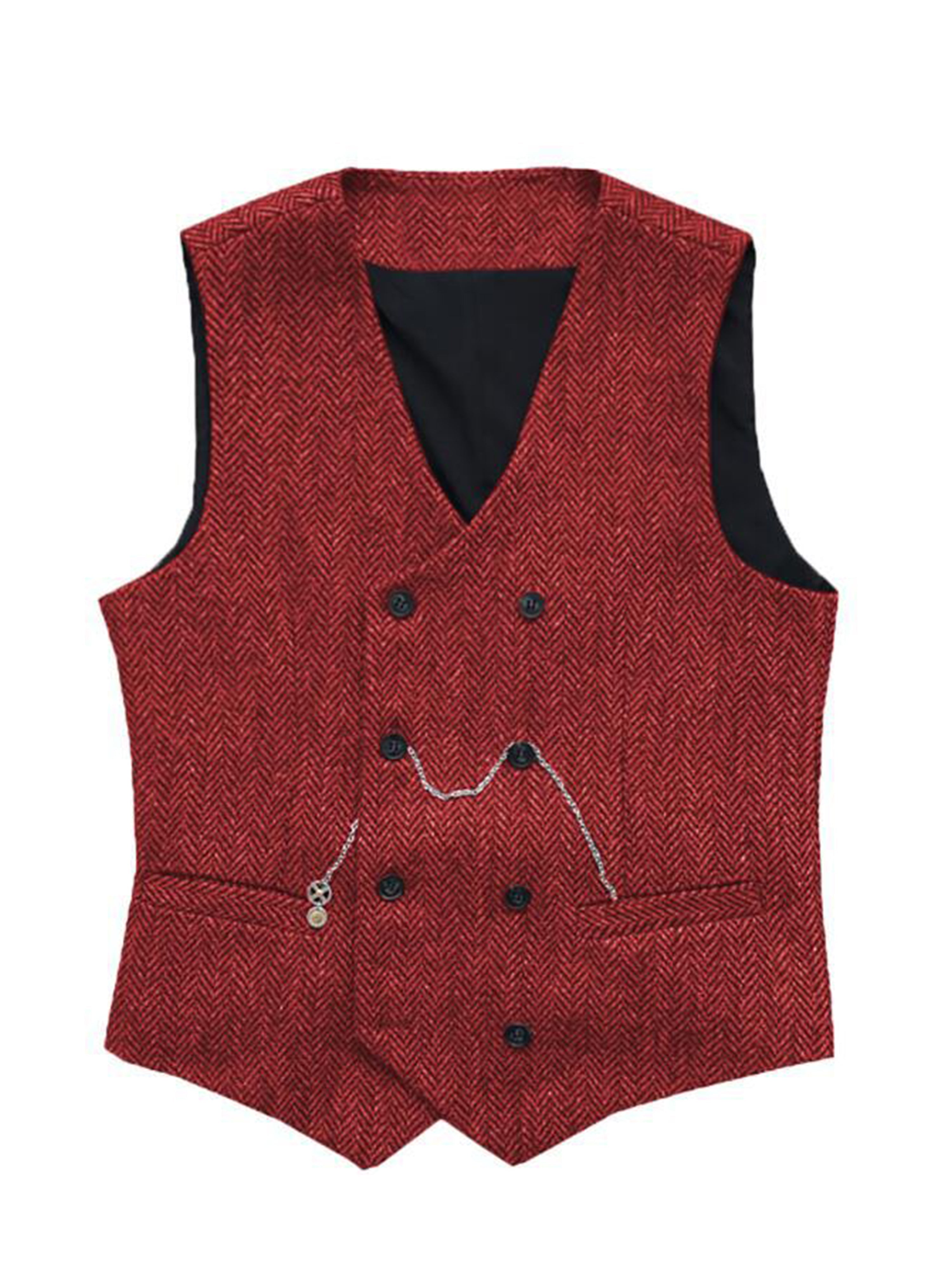 Vest Men's Suit Vest Standing Collar Herringbone Vest