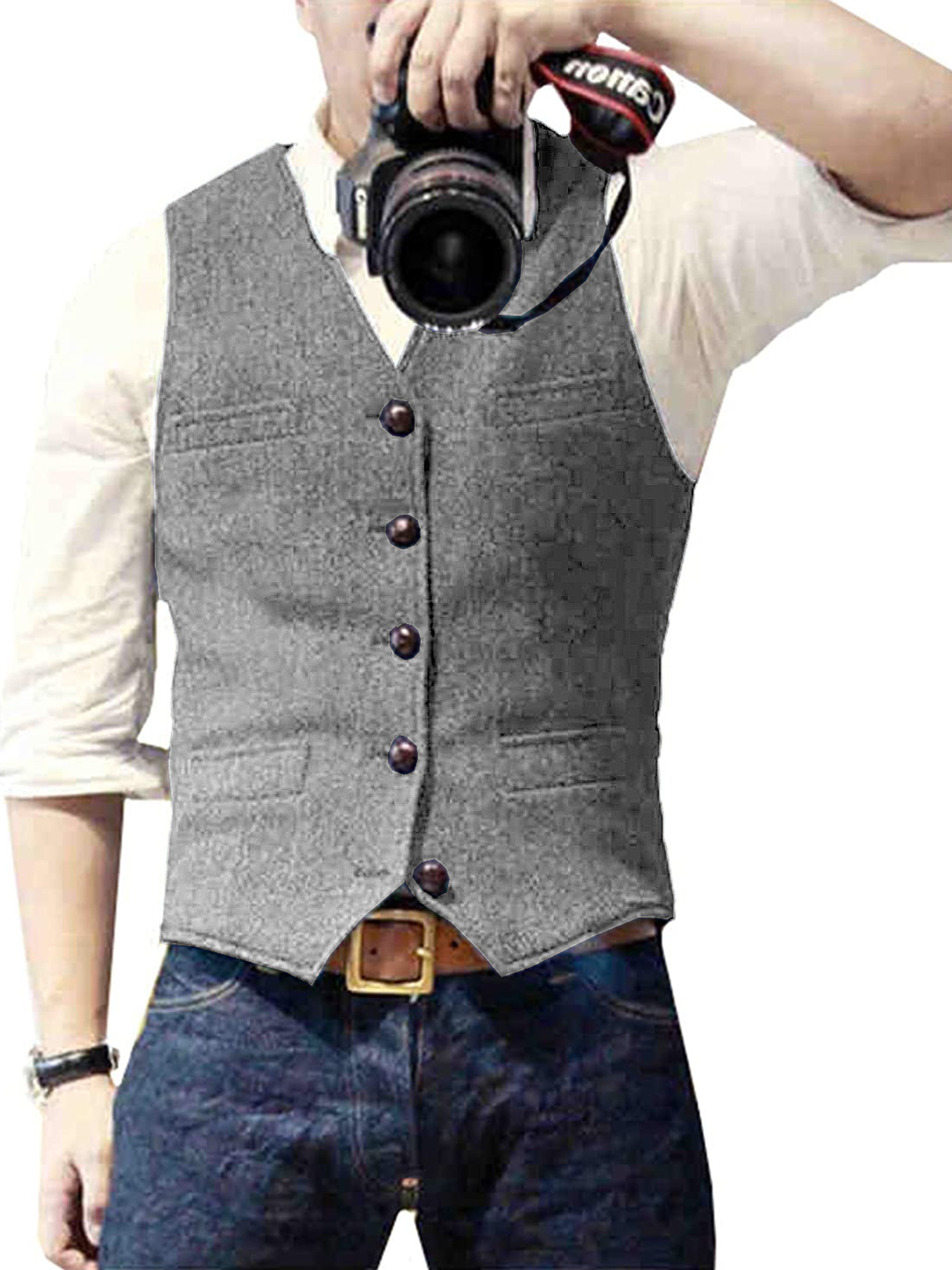 Vest Herringbone Wedding Groom Best Man Vest Business Slim