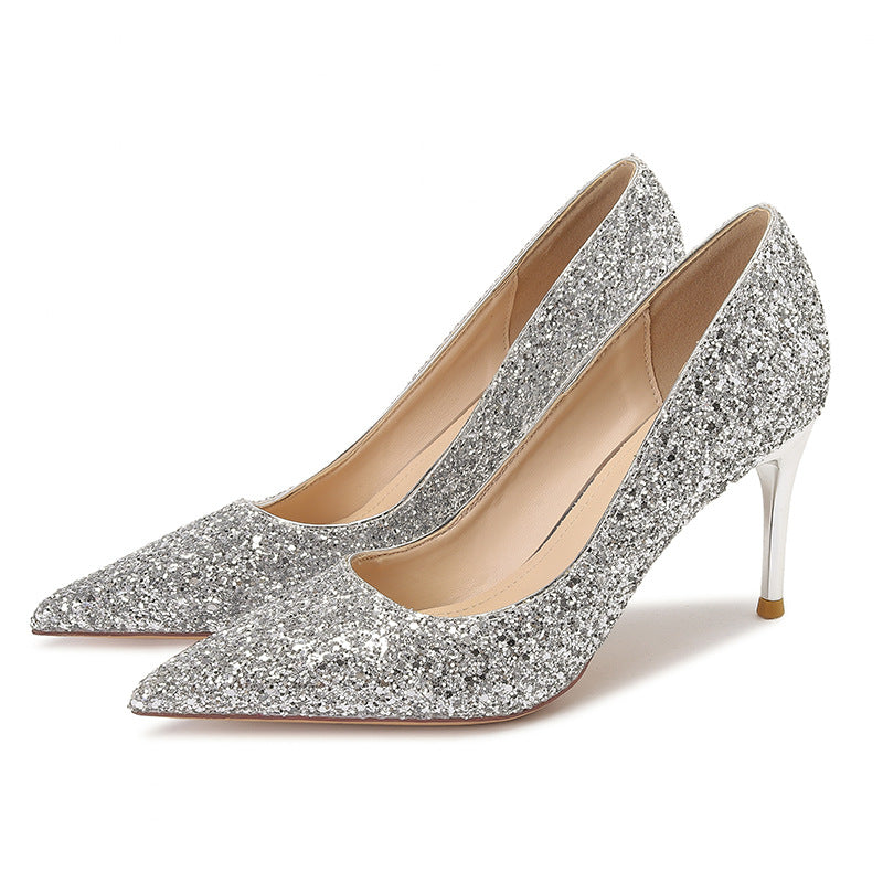 Sparkly Sequins High Heels Women's Wedding Shoes