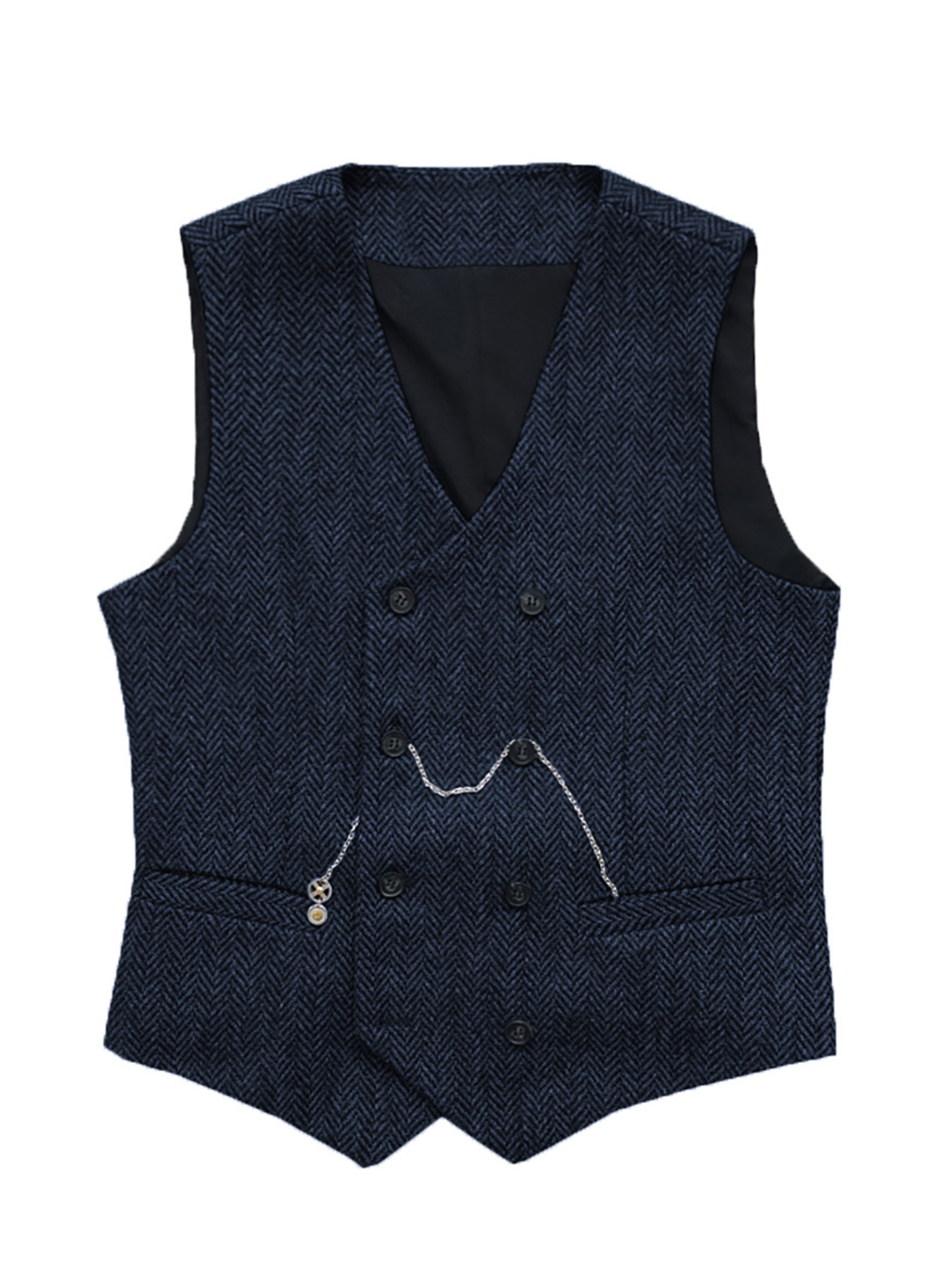 Vest Men's Suit Vest Standing Collar Herringbone Vest