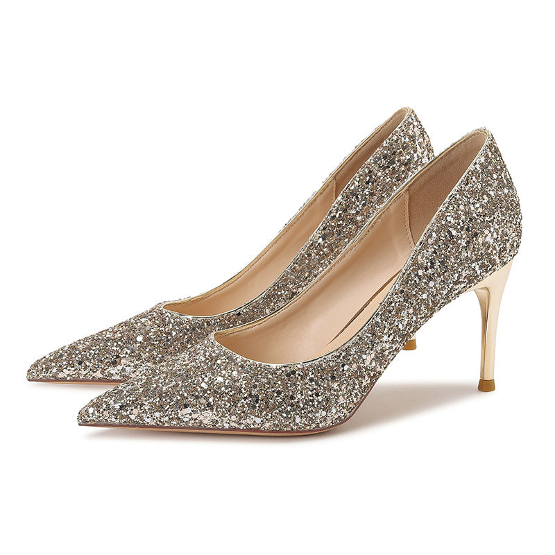 Sparkly Sequins High Heels Women's Wedding Shoes