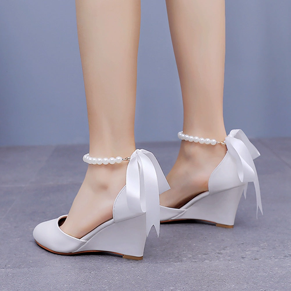 Pointed Toe Wedge Heels Women's Wedding Shoes