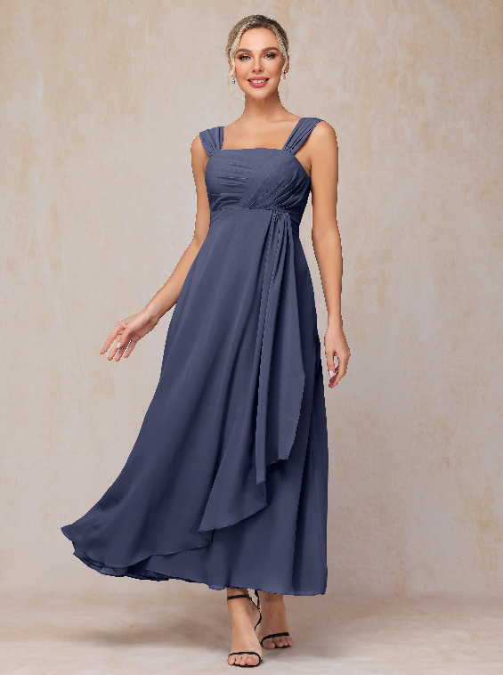 2 Pieces Ankle Length Chiffon Wedding Guest Dresses