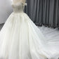 Sweetheart Neck Off The Should  Tulle With Lace Appliques A-line Wedding Dress With Train C0016