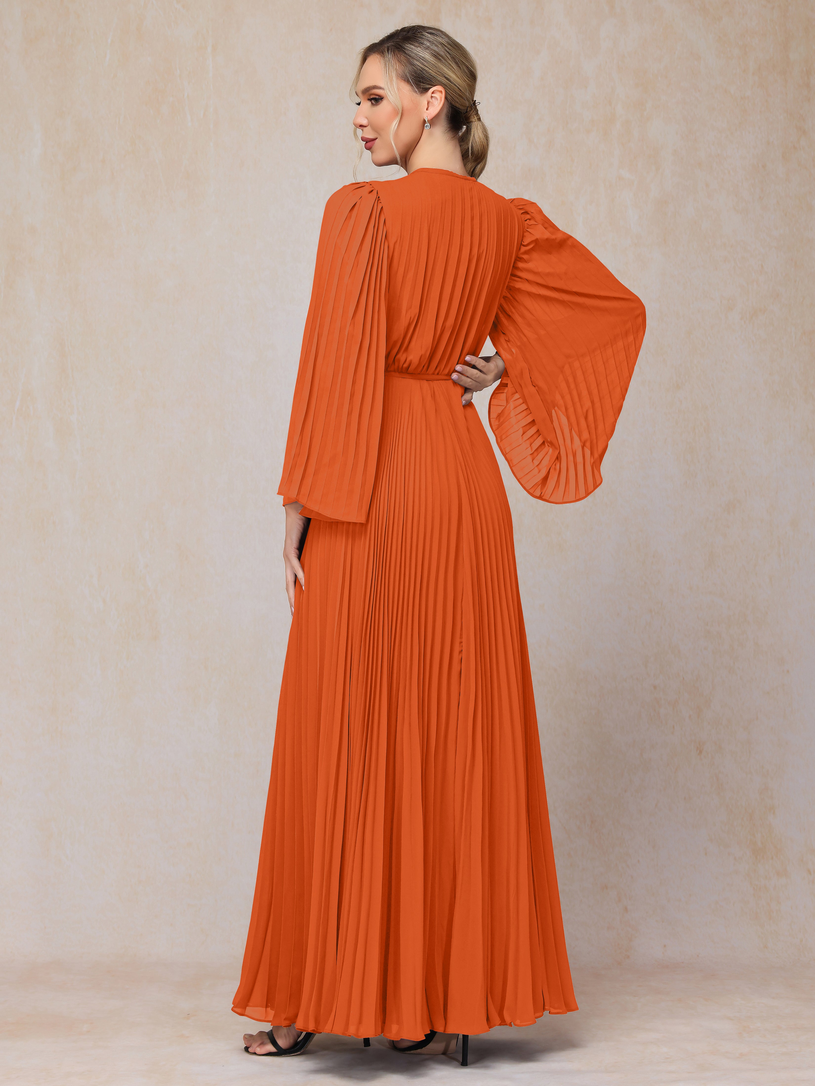 Long Sleeves Floor Length Chiffon Mother Of The Bride Dress