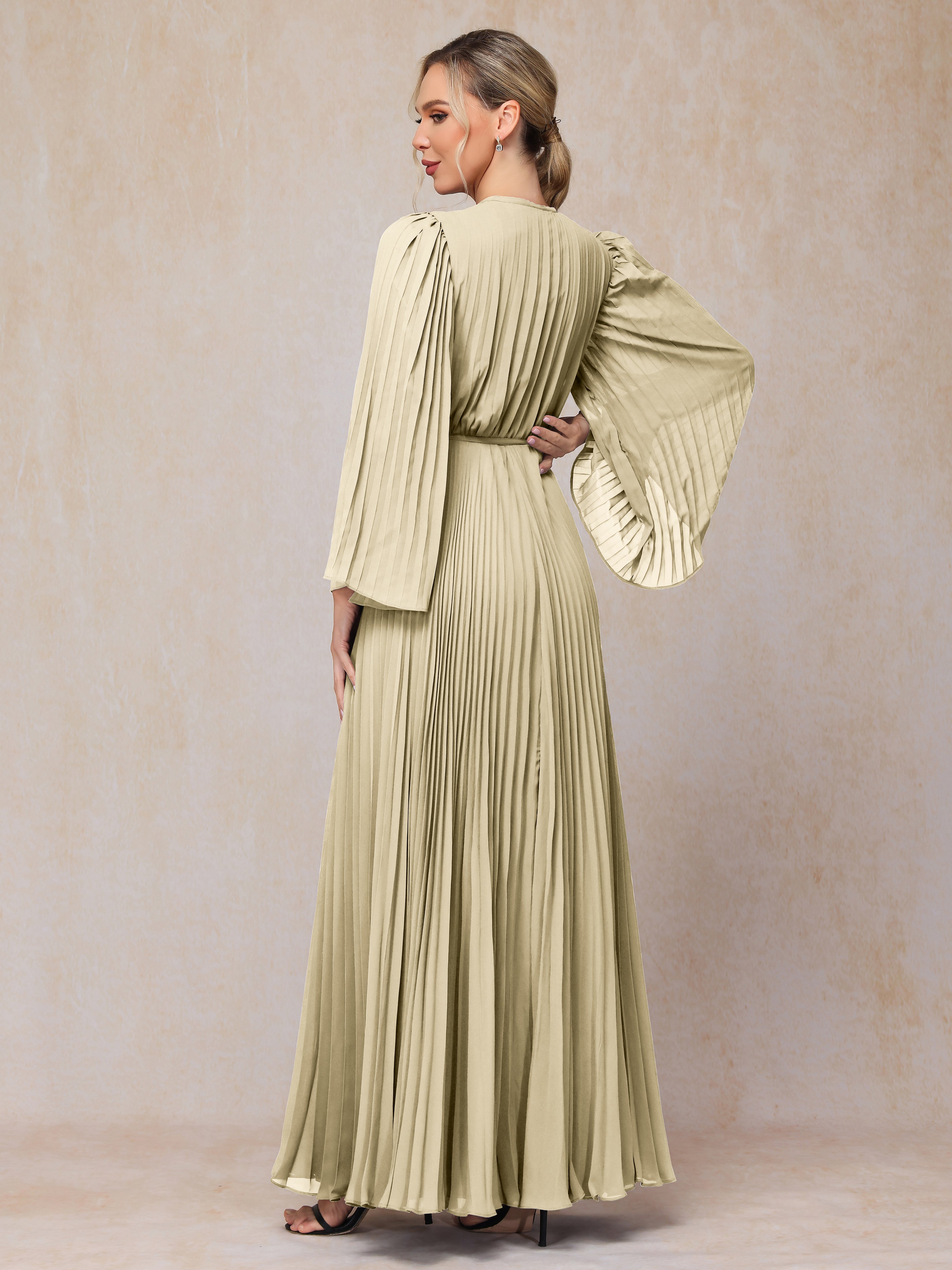 Long Sleeves Floor Length Chiffon Mother Of The Bride Dress