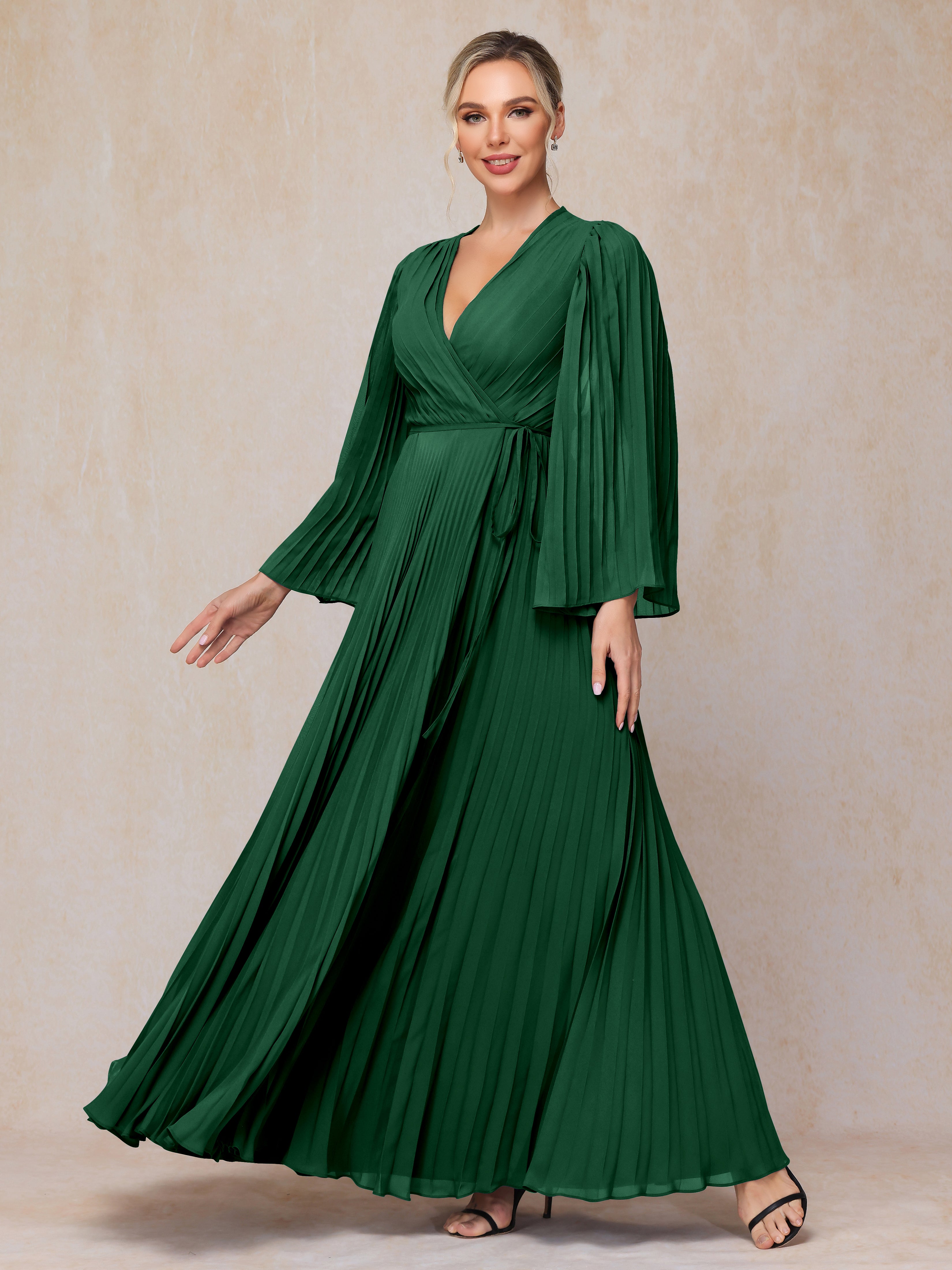 Long Sleeves Floor Length Chiffon Mother Of The Bride Dress