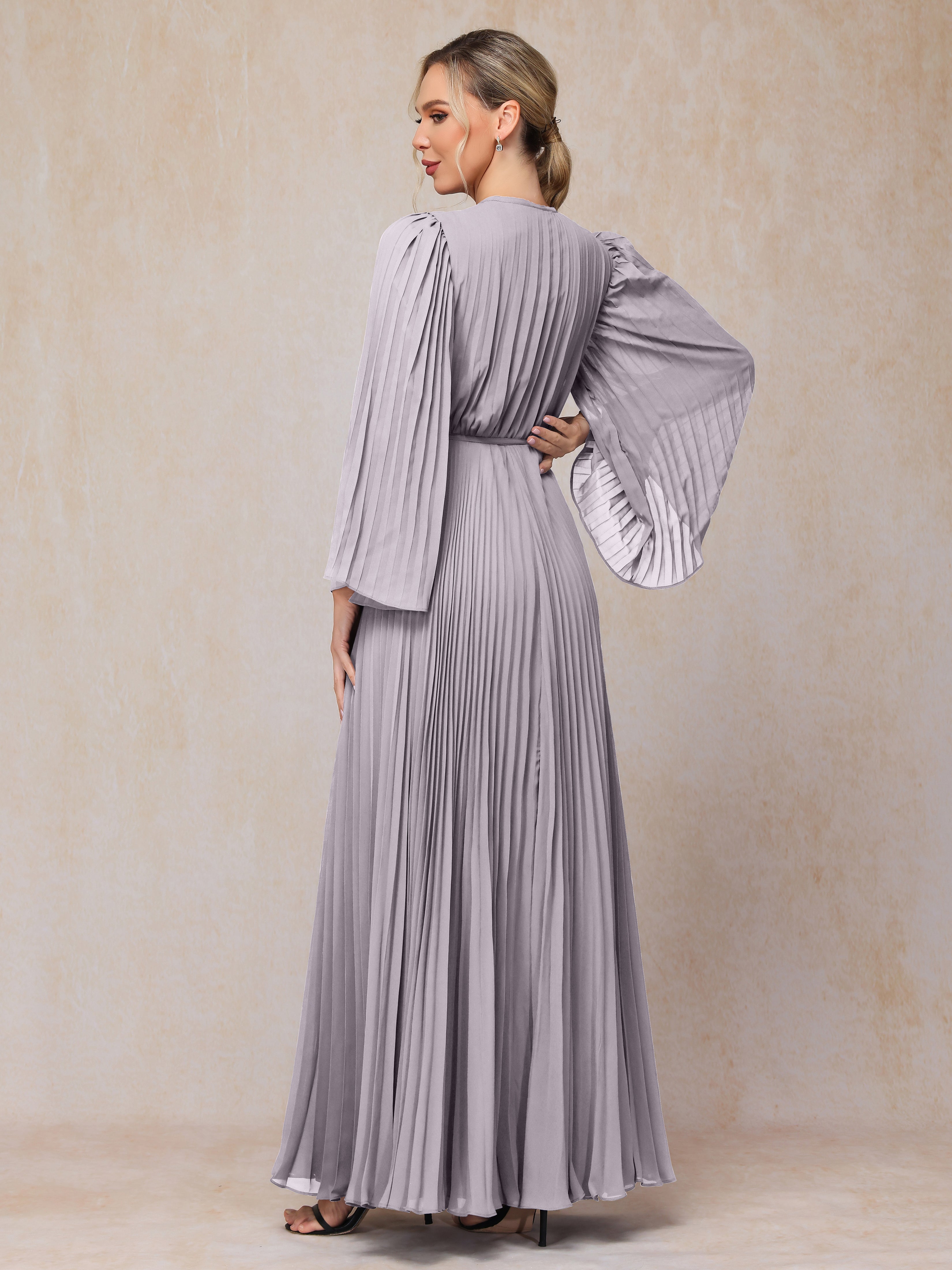 Long Sleeves Floor Length Chiffon Mother Of The Bride Dress