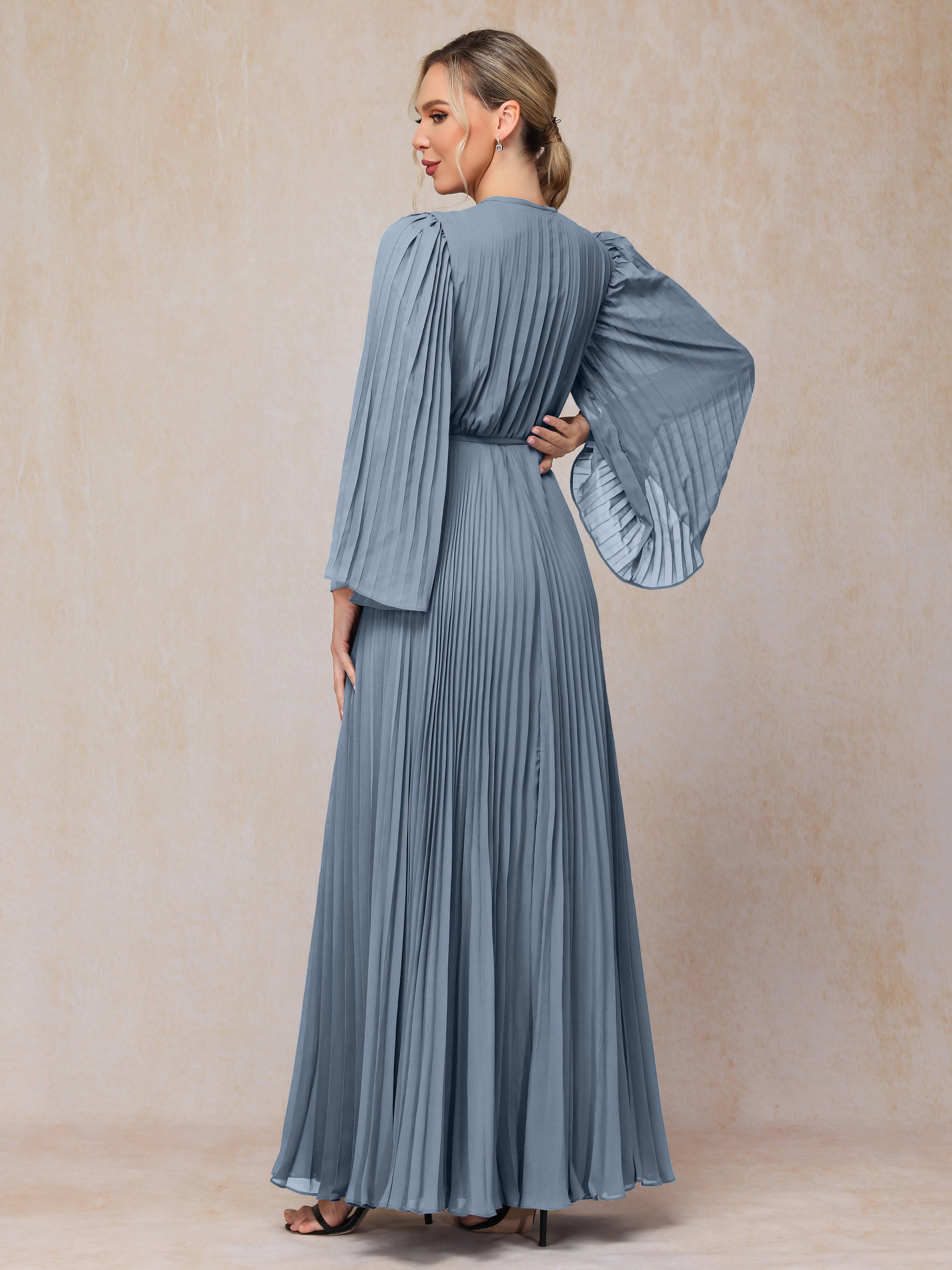 Long Sleeves Floor Length Chiffon Mother Of The Bride Dress