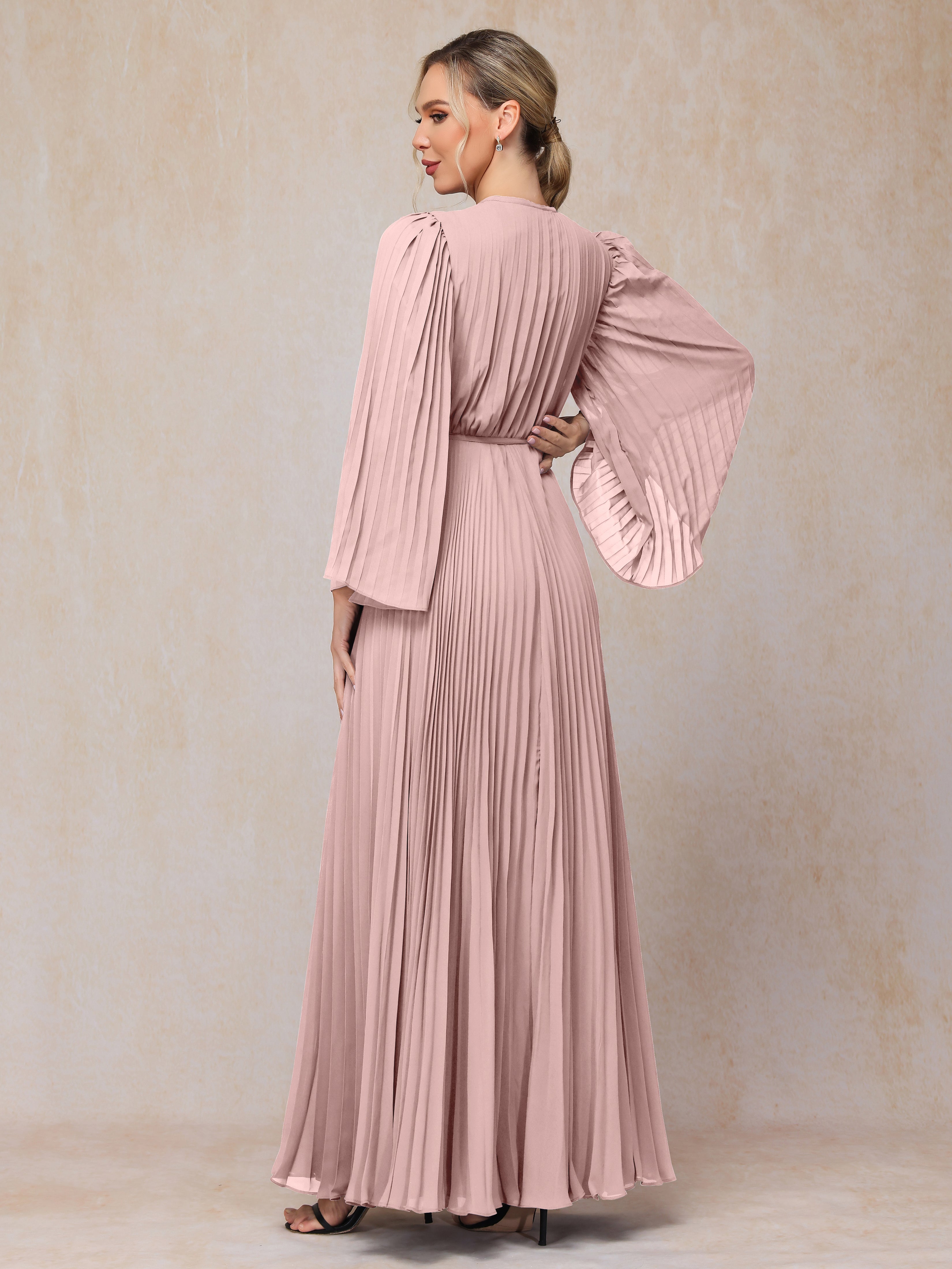 Long Sleeves Floor Length Chiffon Mother Of The Bride Dress