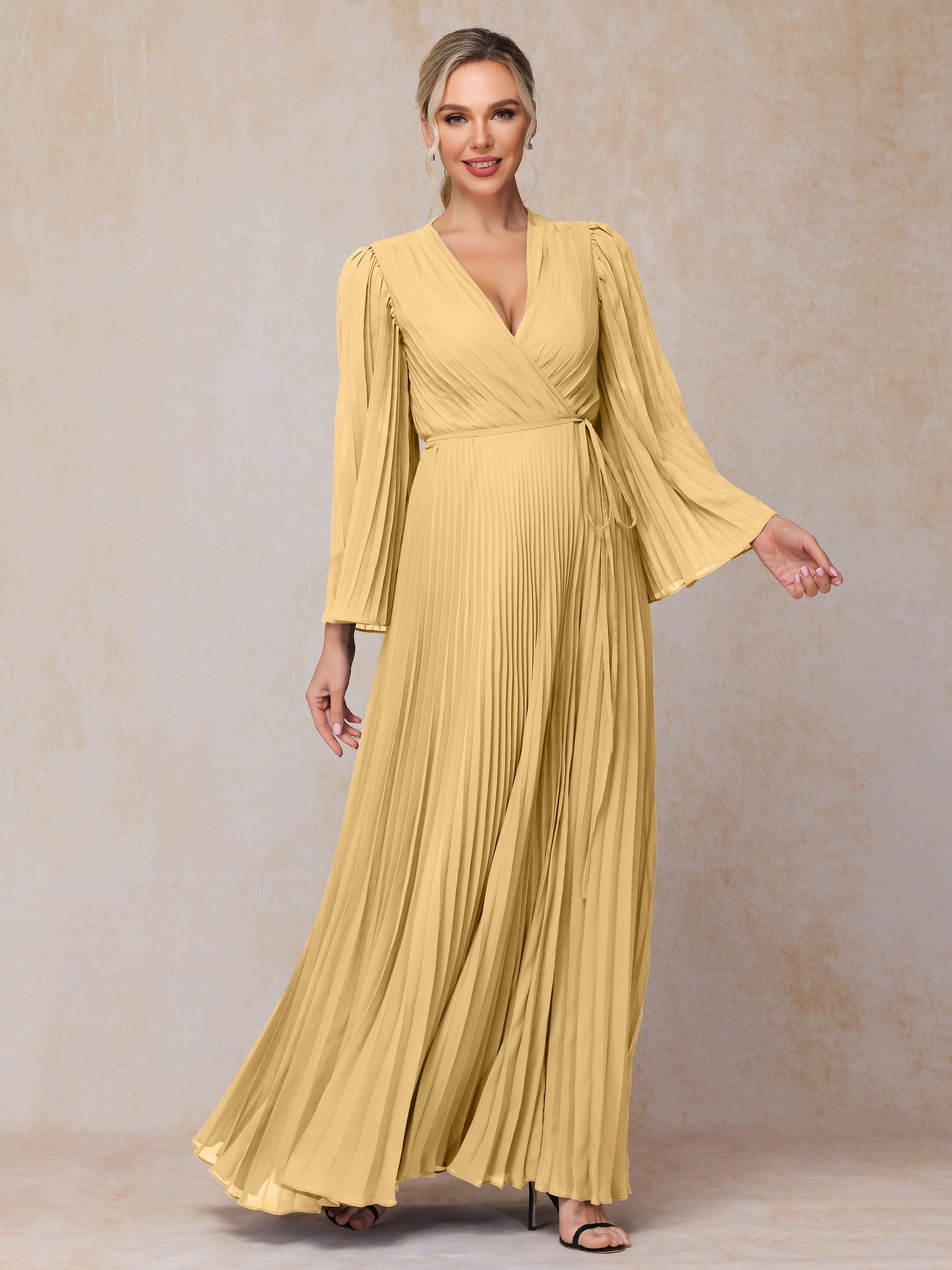 Long Sleeves Floor Length Chiffon Mother Of The  Groom Dress