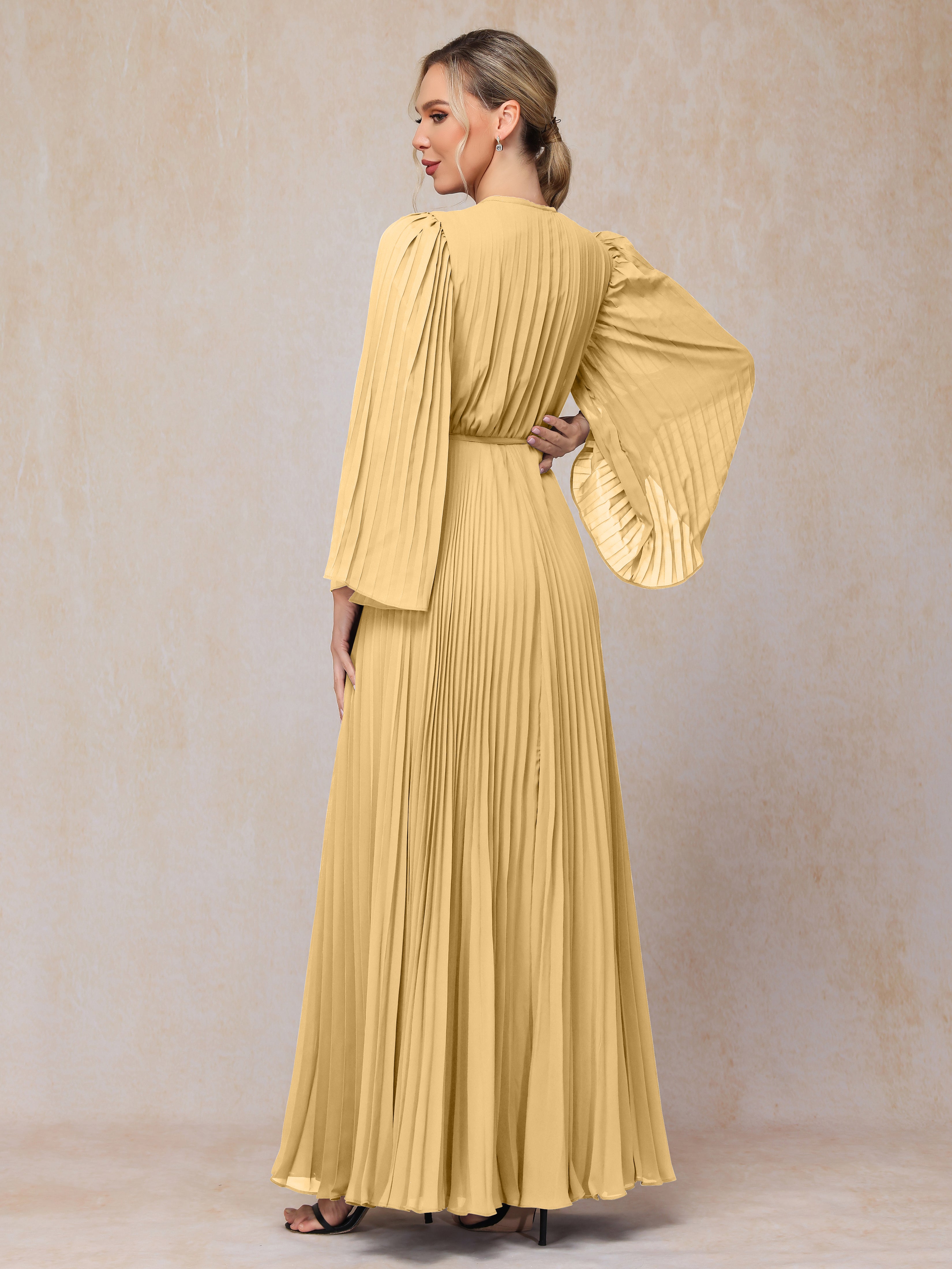 Long Sleeves Floor Length Chiffon Mother Of The Bride Dress