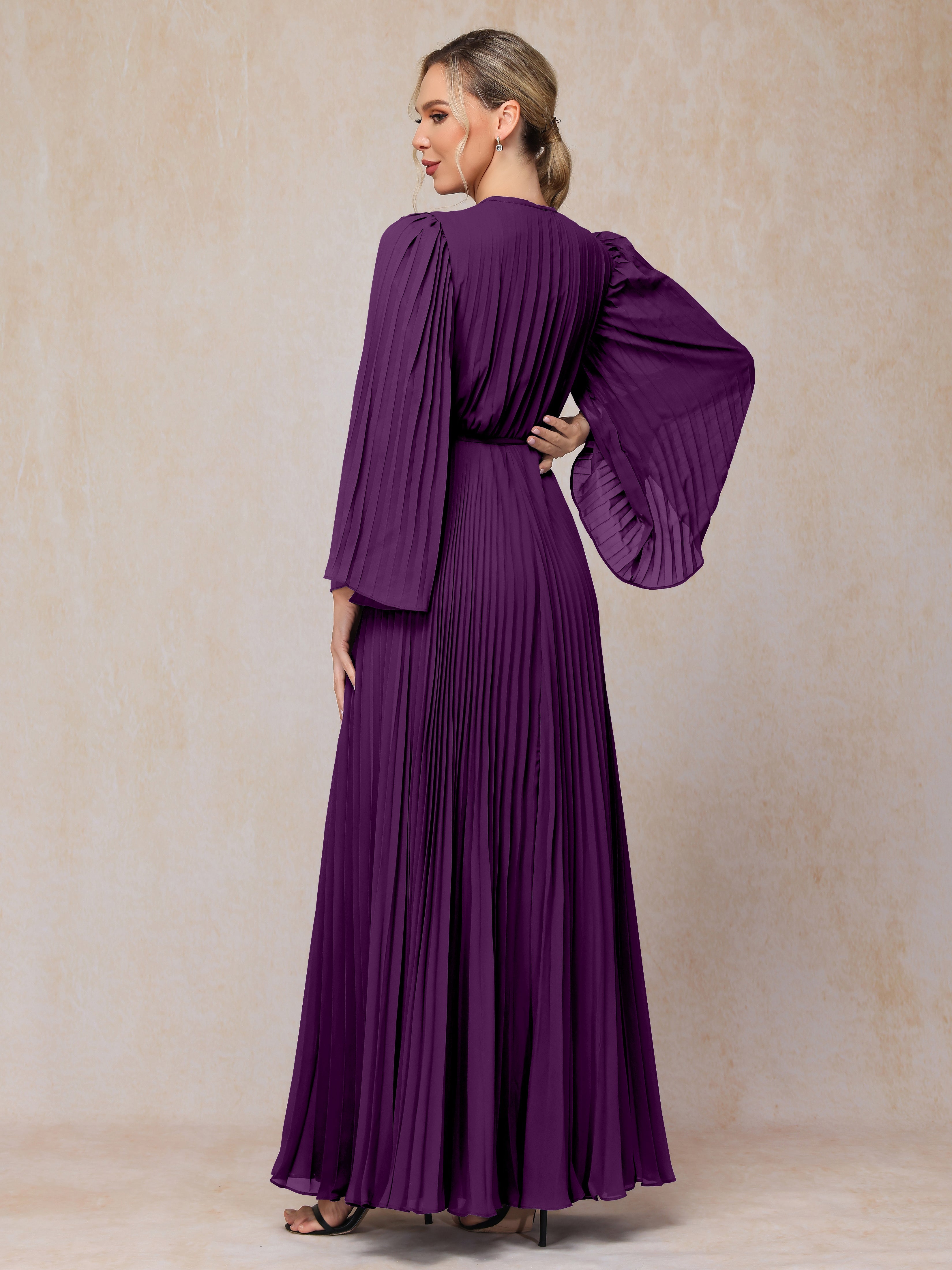 Long Sleeves Floor Length Chiffon Mother Of The  Groom Dress