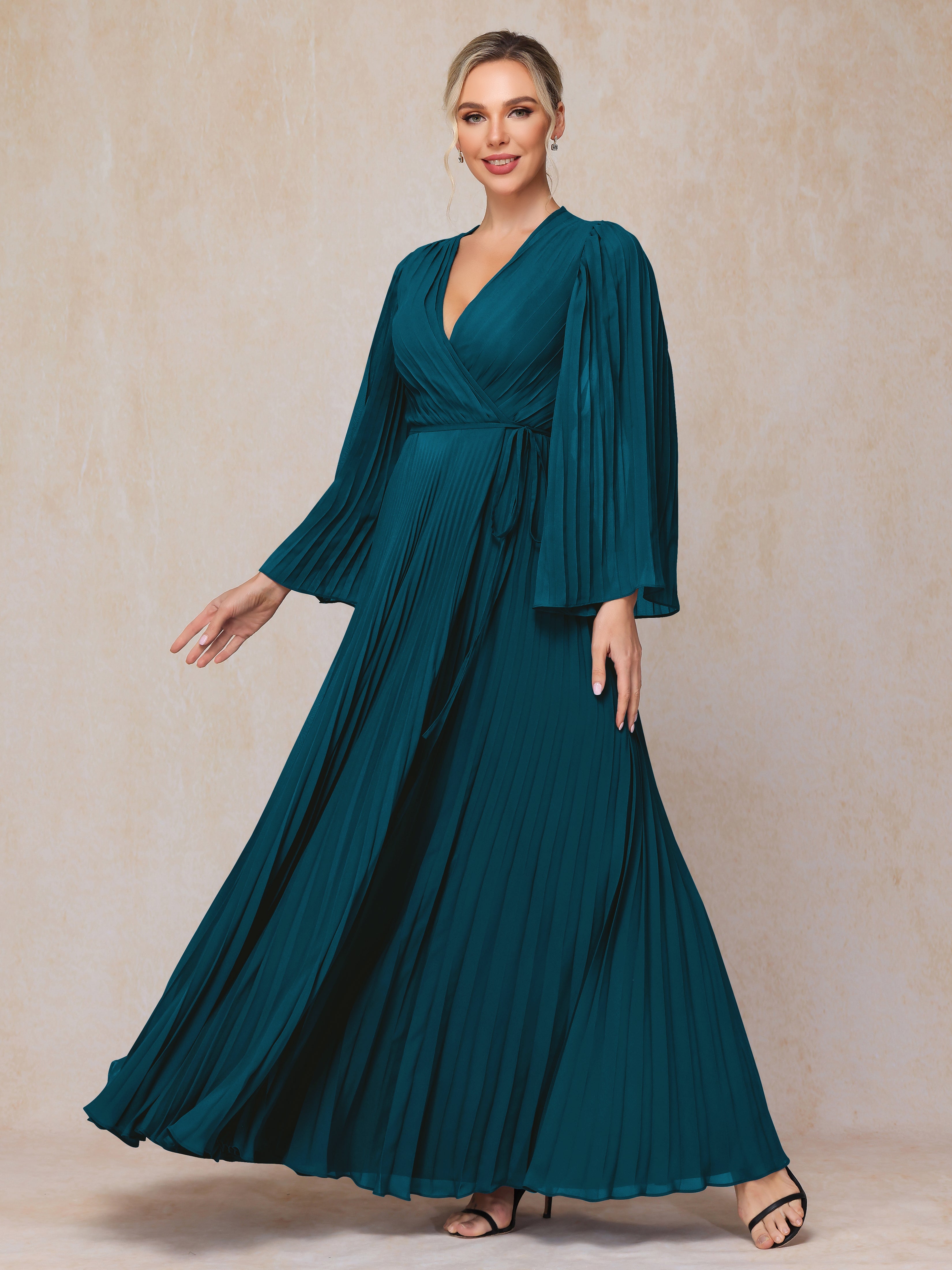 Long Sleeves Floor Length Chiffon Mother Of The  Groom Dress