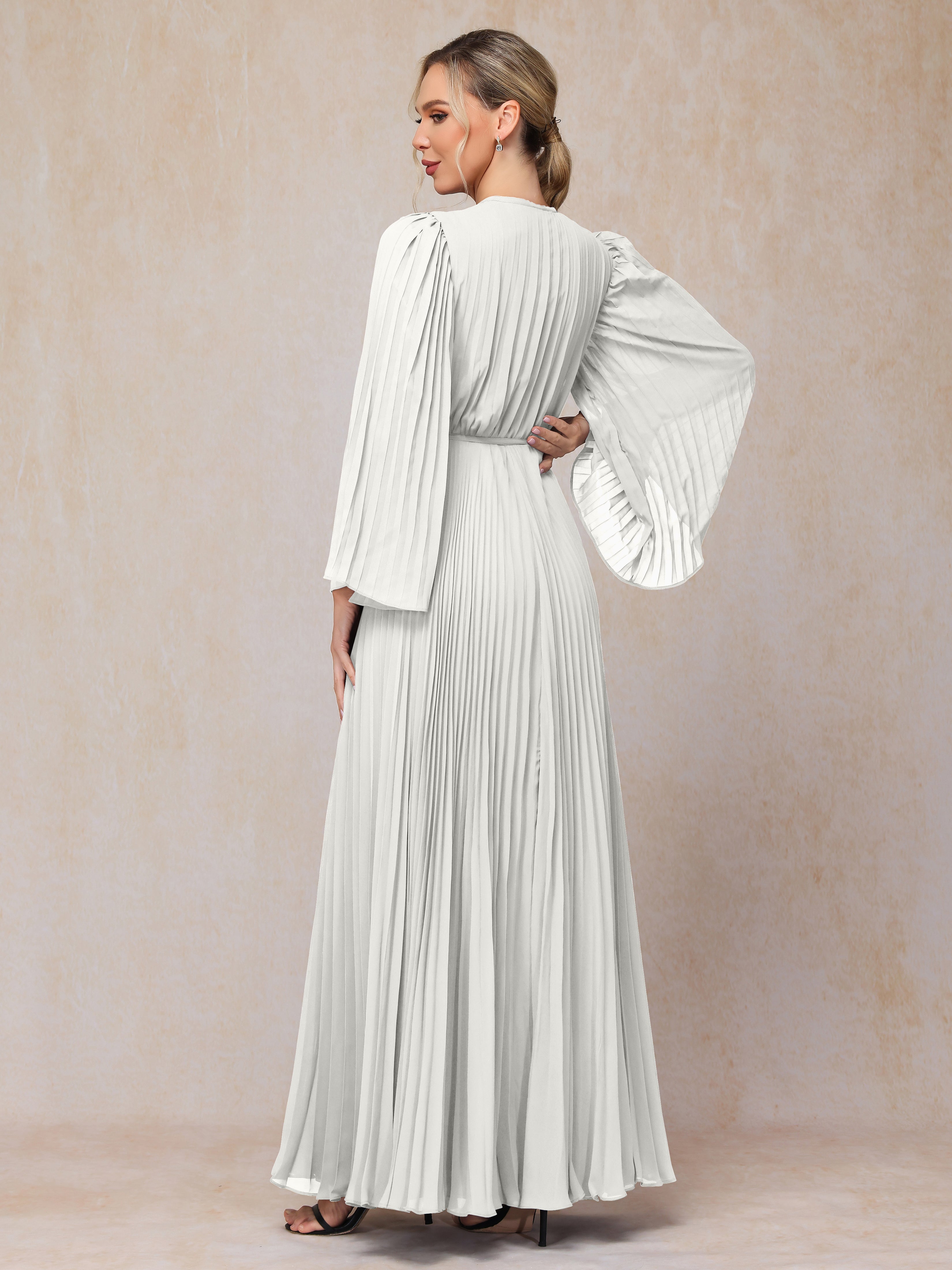 Long Sleeves Floor Length Chiffon Mother Of The Bride Dress