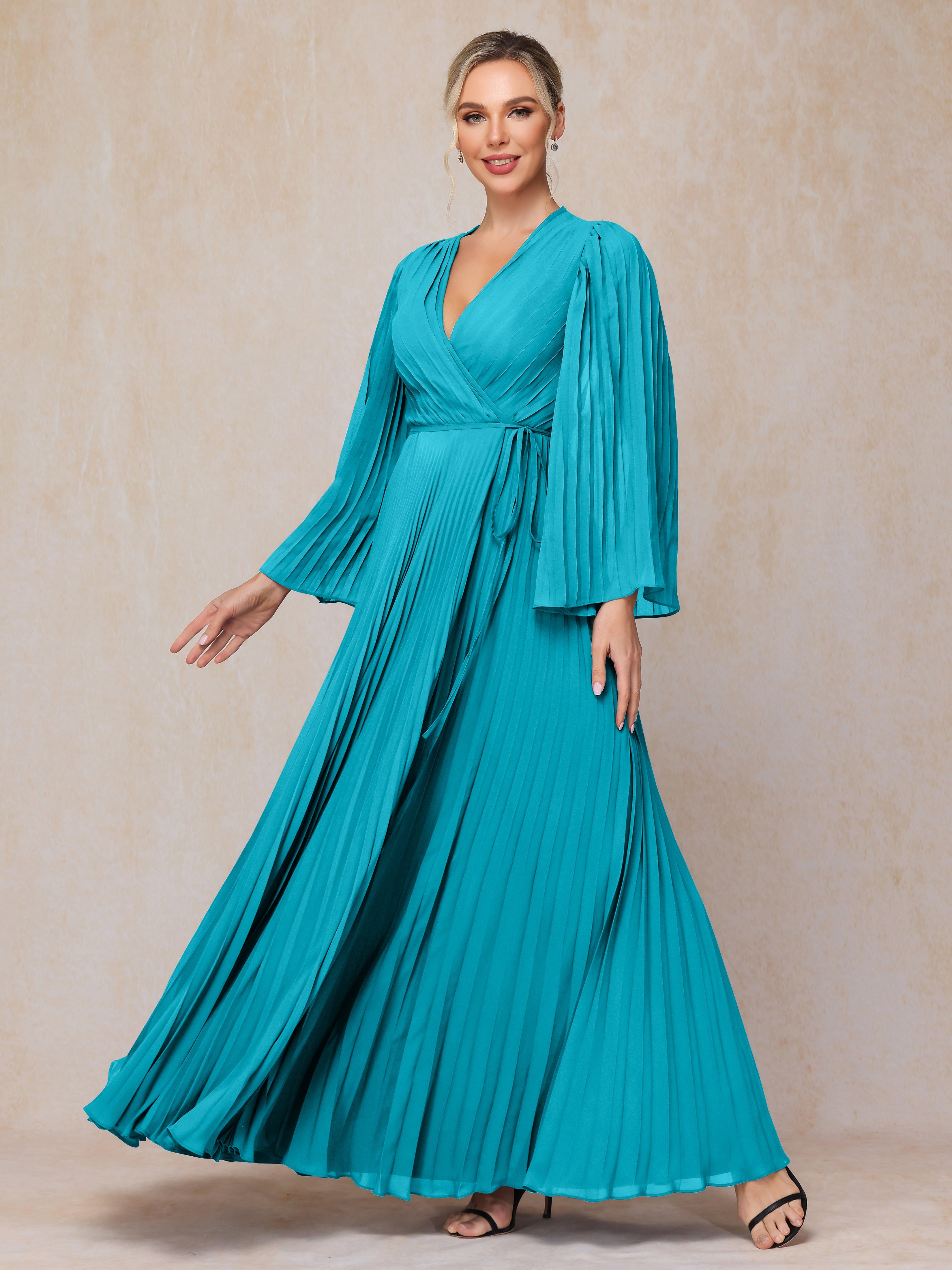 Long Sleeves Floor Length Chiffon Mother Of The  Groom Dress