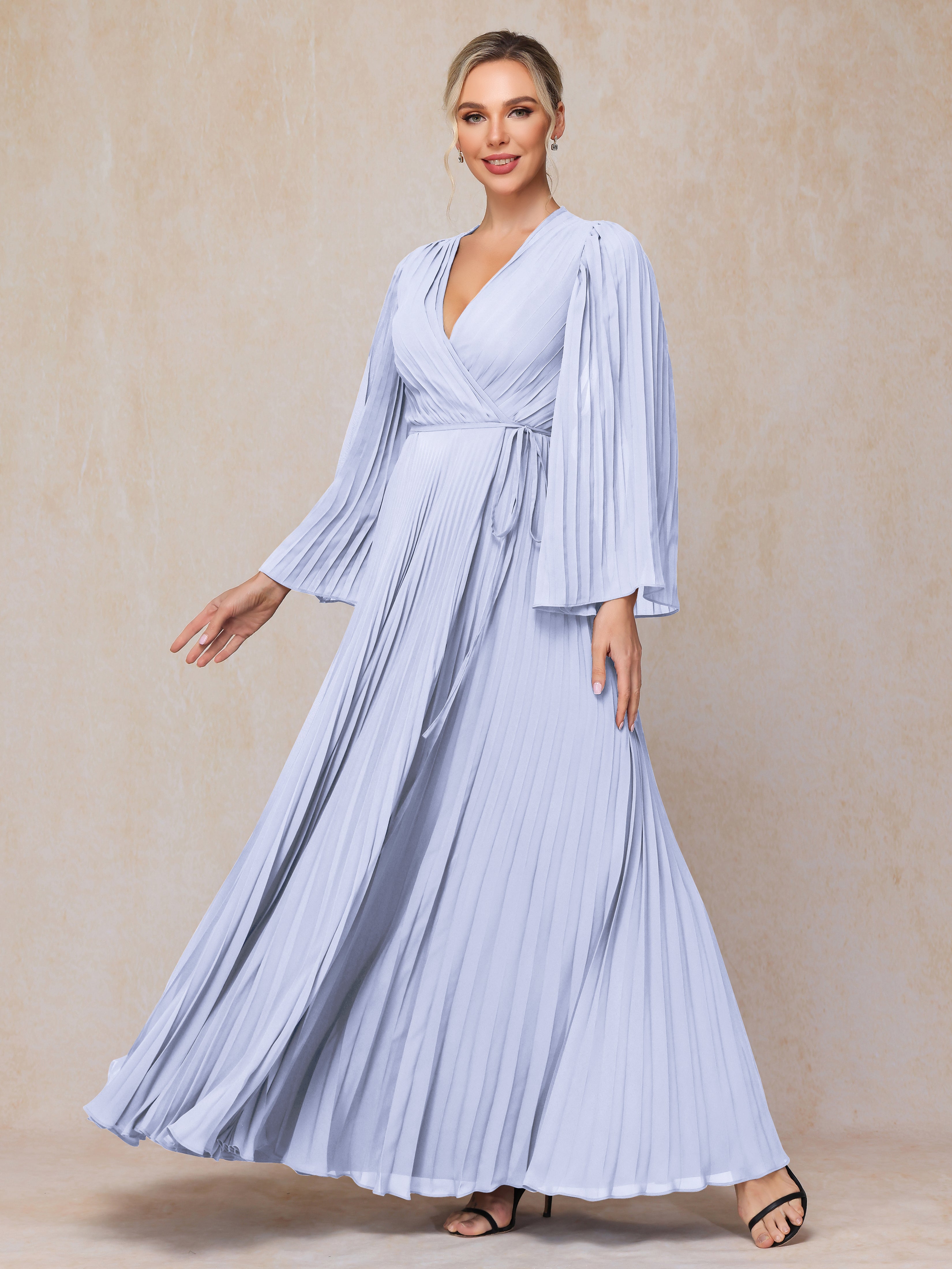 Long Sleeves Floor Length Chiffon Mother Of The Bride Dress