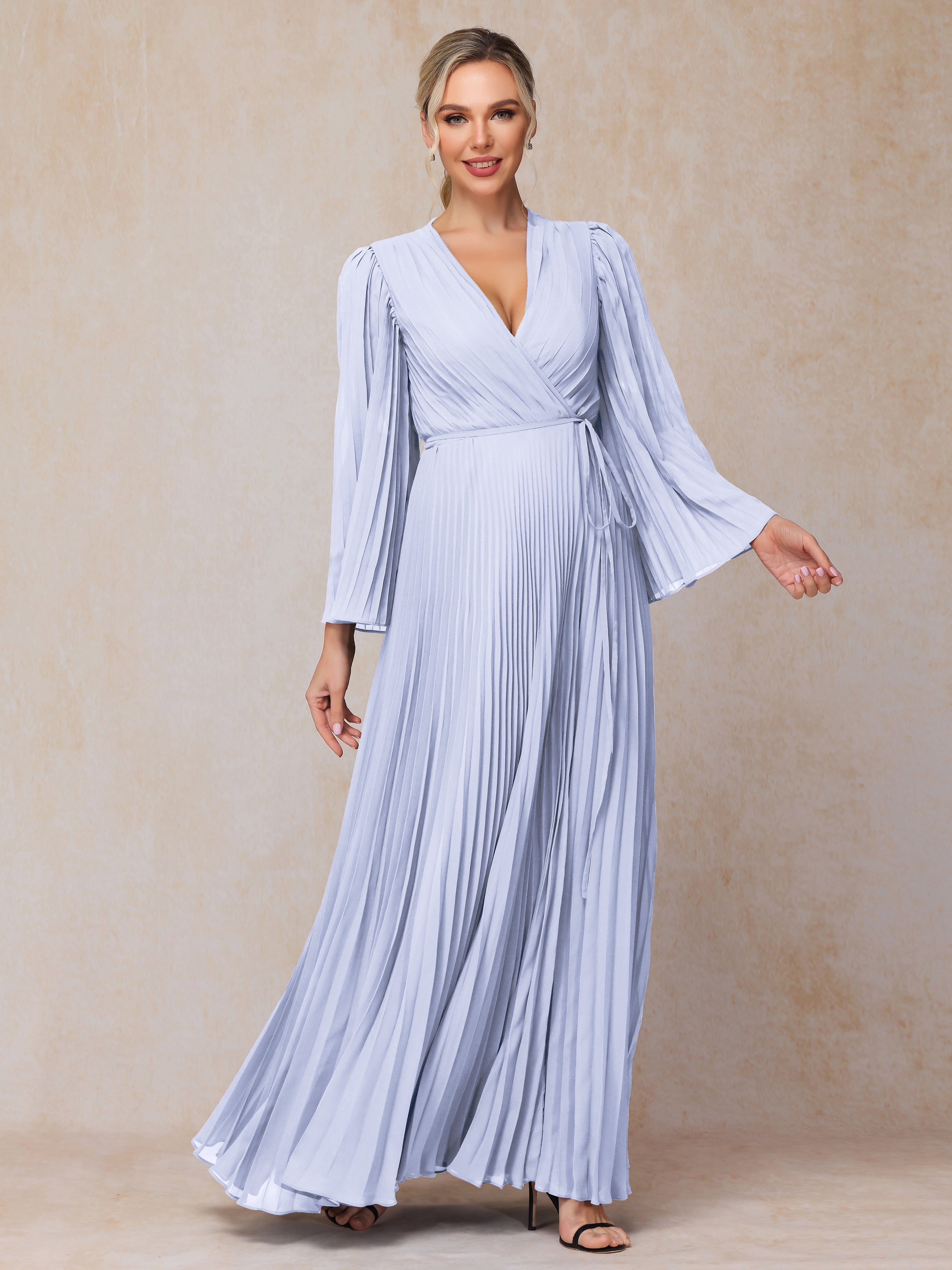 Long Sleeves Floor Length Chiffon Mother Of The Bride Dress