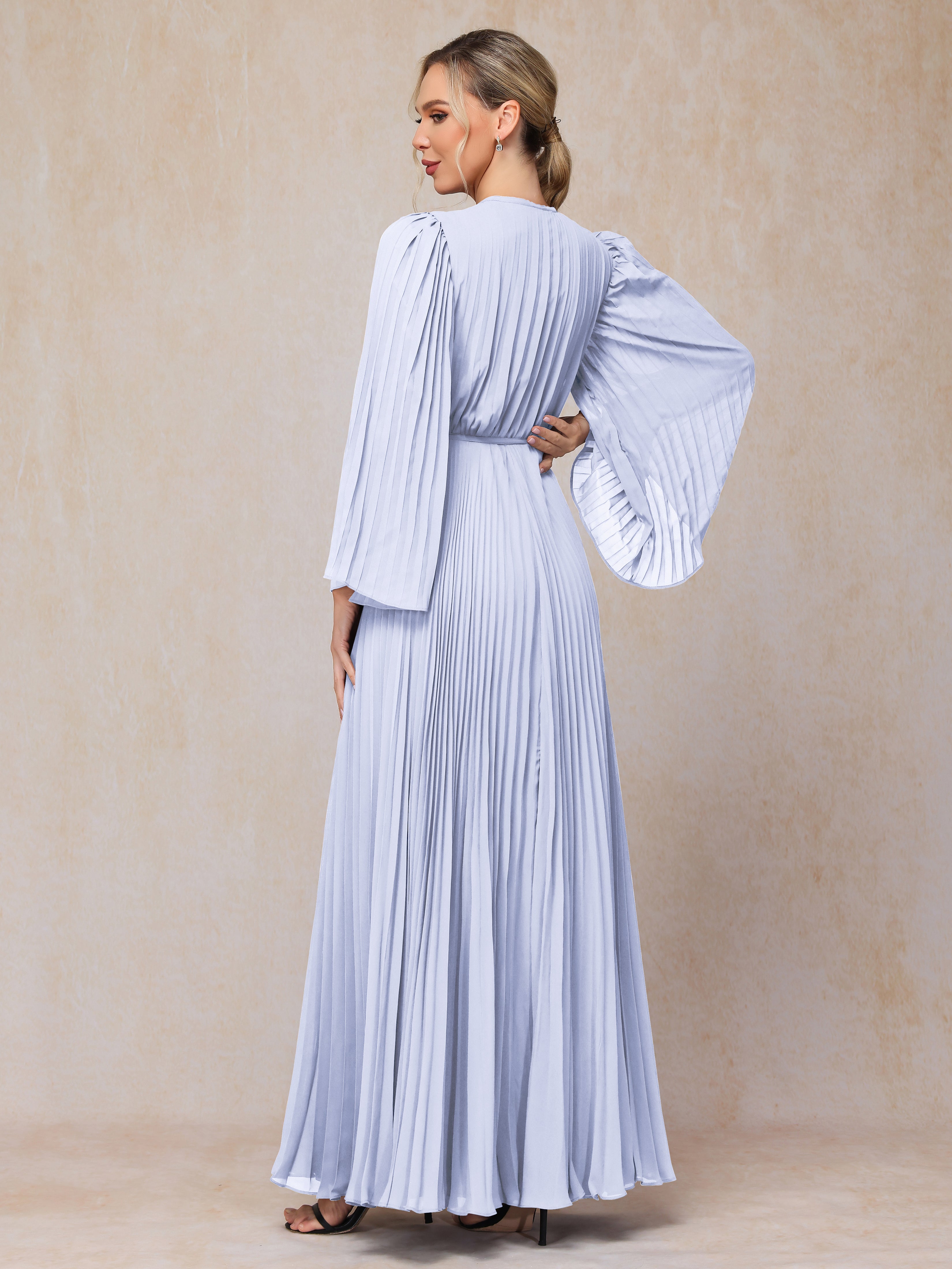 Long Sleeves Floor Length Chiffon Mother Of The Bride Dress