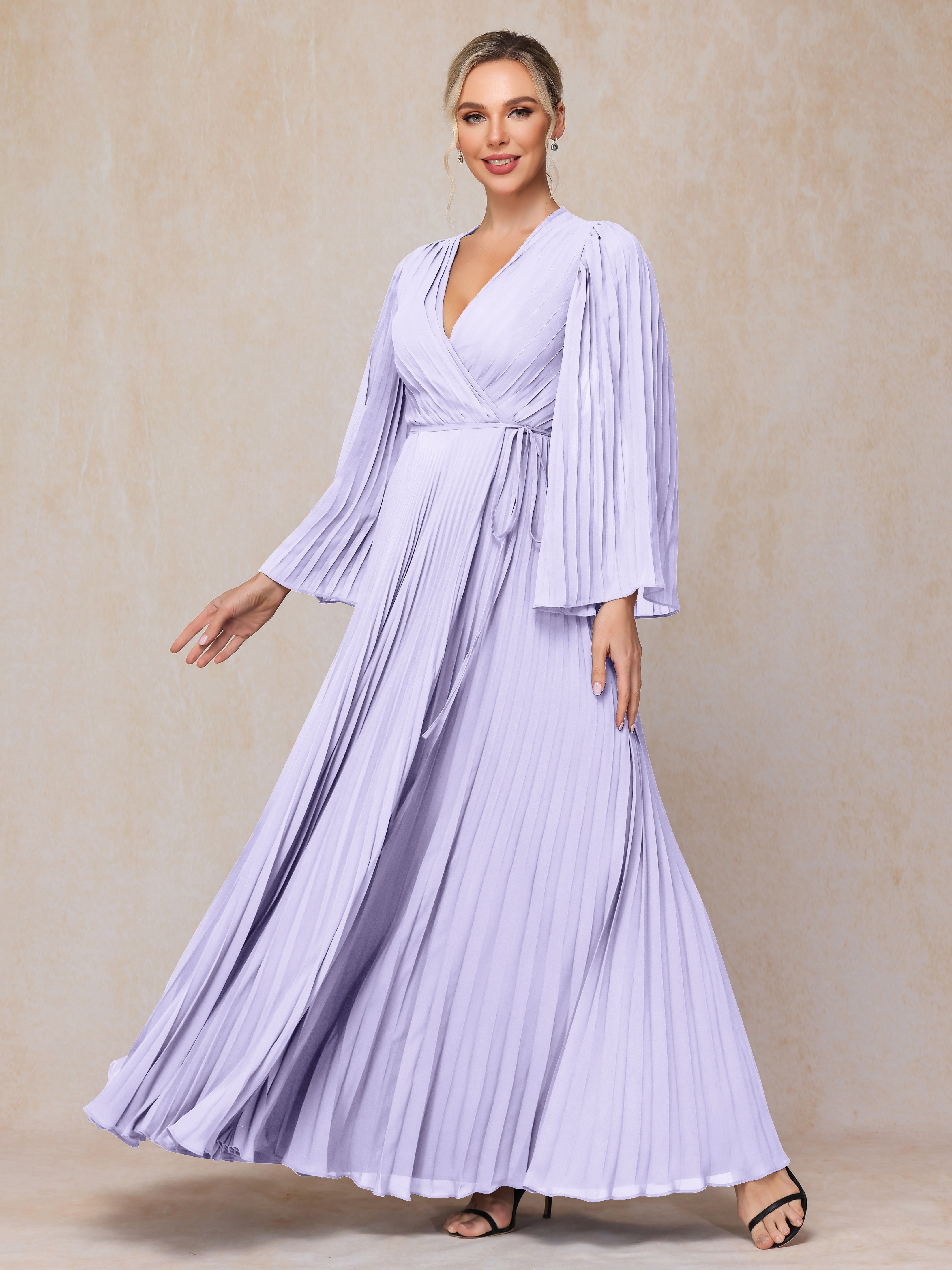 Long Sleeves Floor Length Chiffon Mother Of The Bride Dress