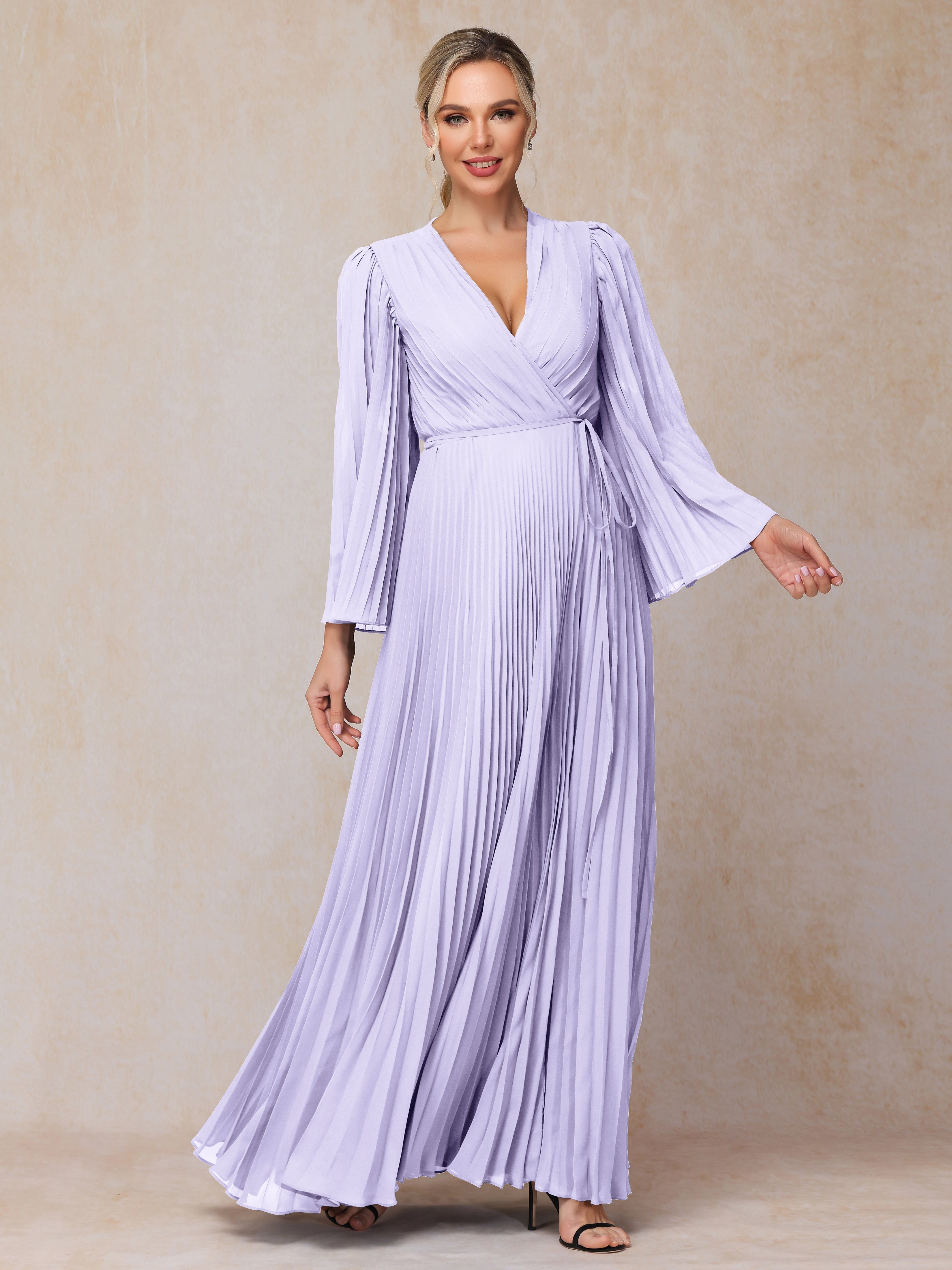 Long Sleeves Floor Length Chiffon Mother Of The Bride Dress