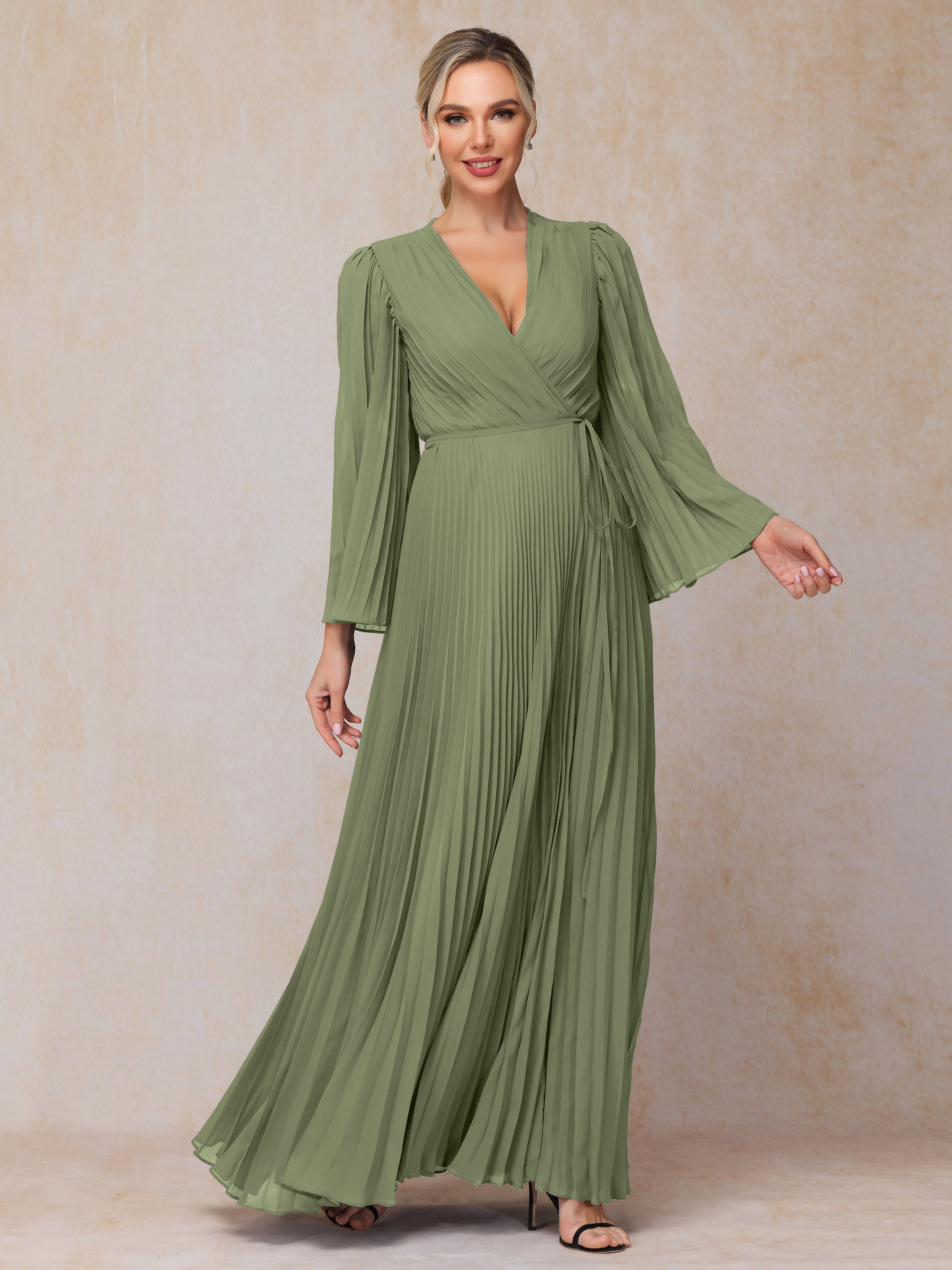 Long Sleeves Floor Length Chiffon Mother Of The  Groom Dress