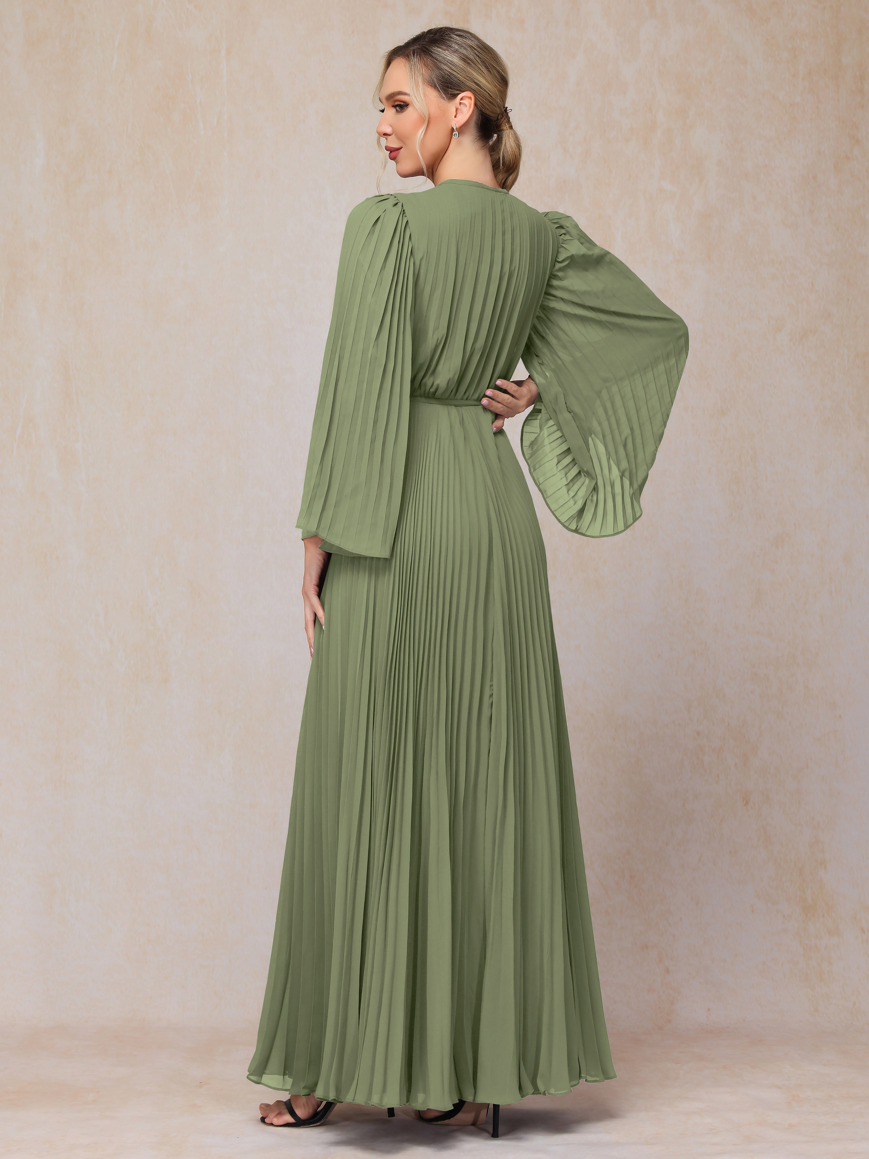 Long Sleeves Floor Length Chiffon Mother Of The Bride Dress