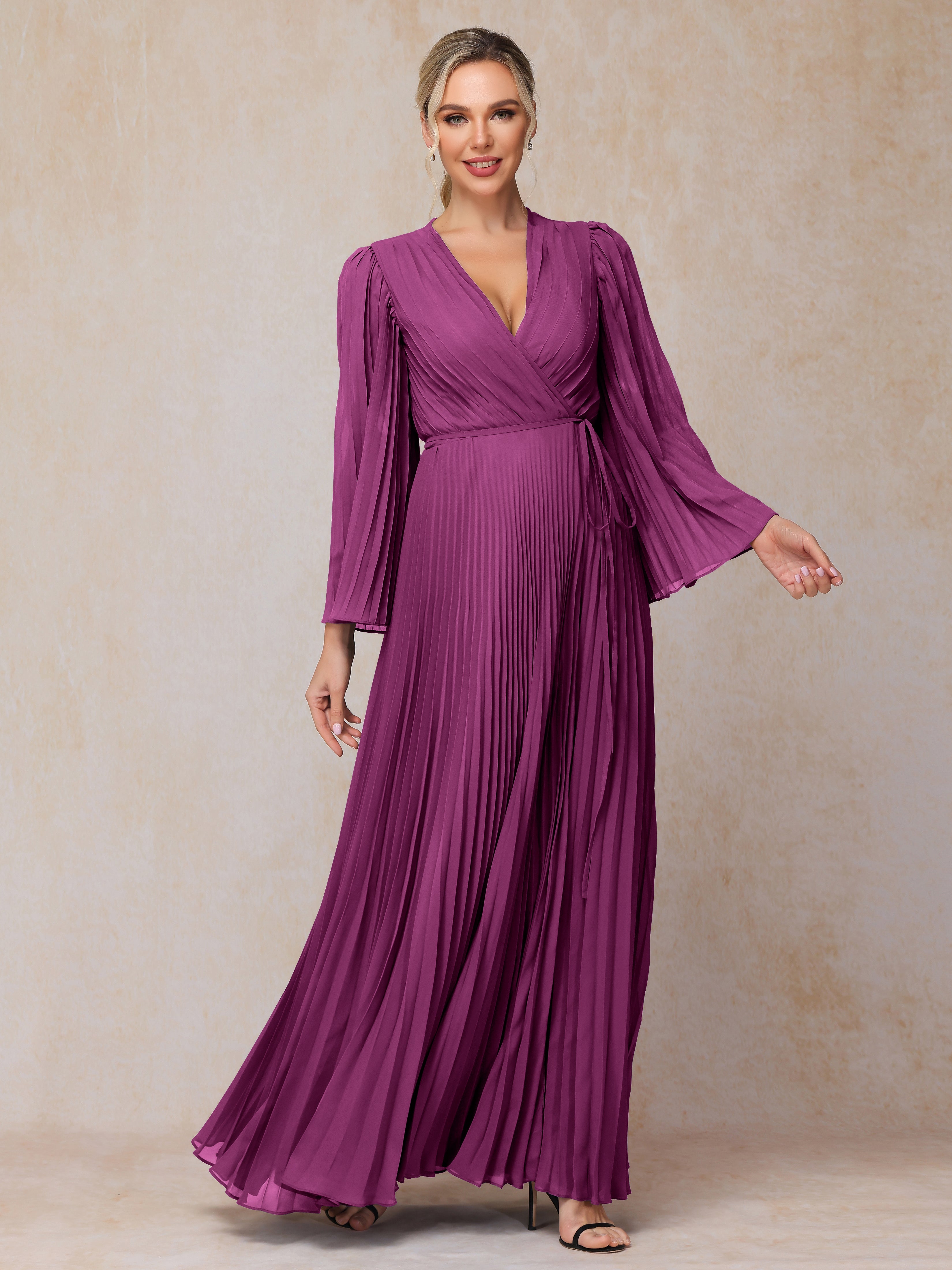 Long Sleeves Floor Length Chiffon Mother Of The  Groom Dress