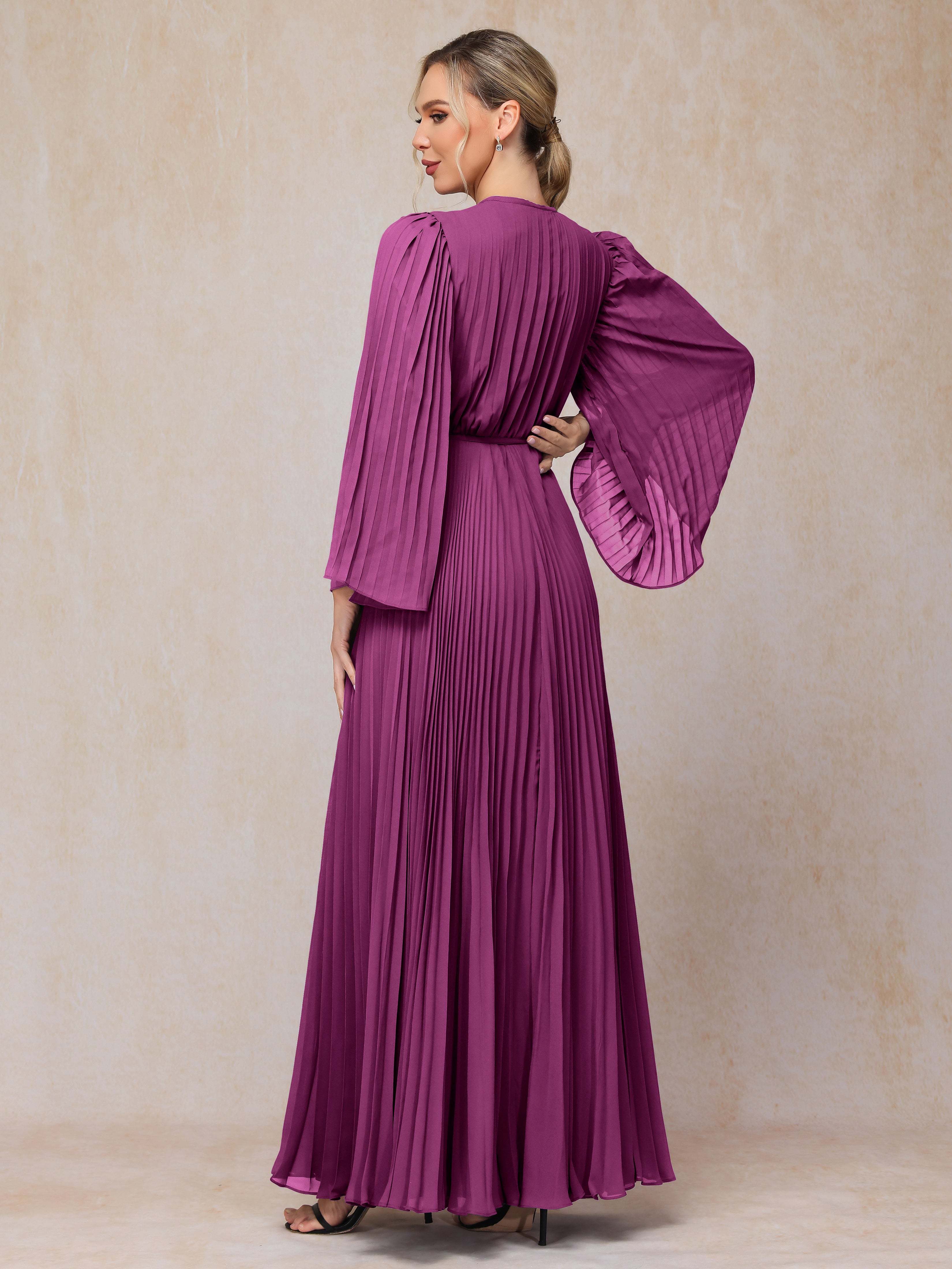 Long Sleeves Floor Length Chiffon Mother Of The Bride Dress