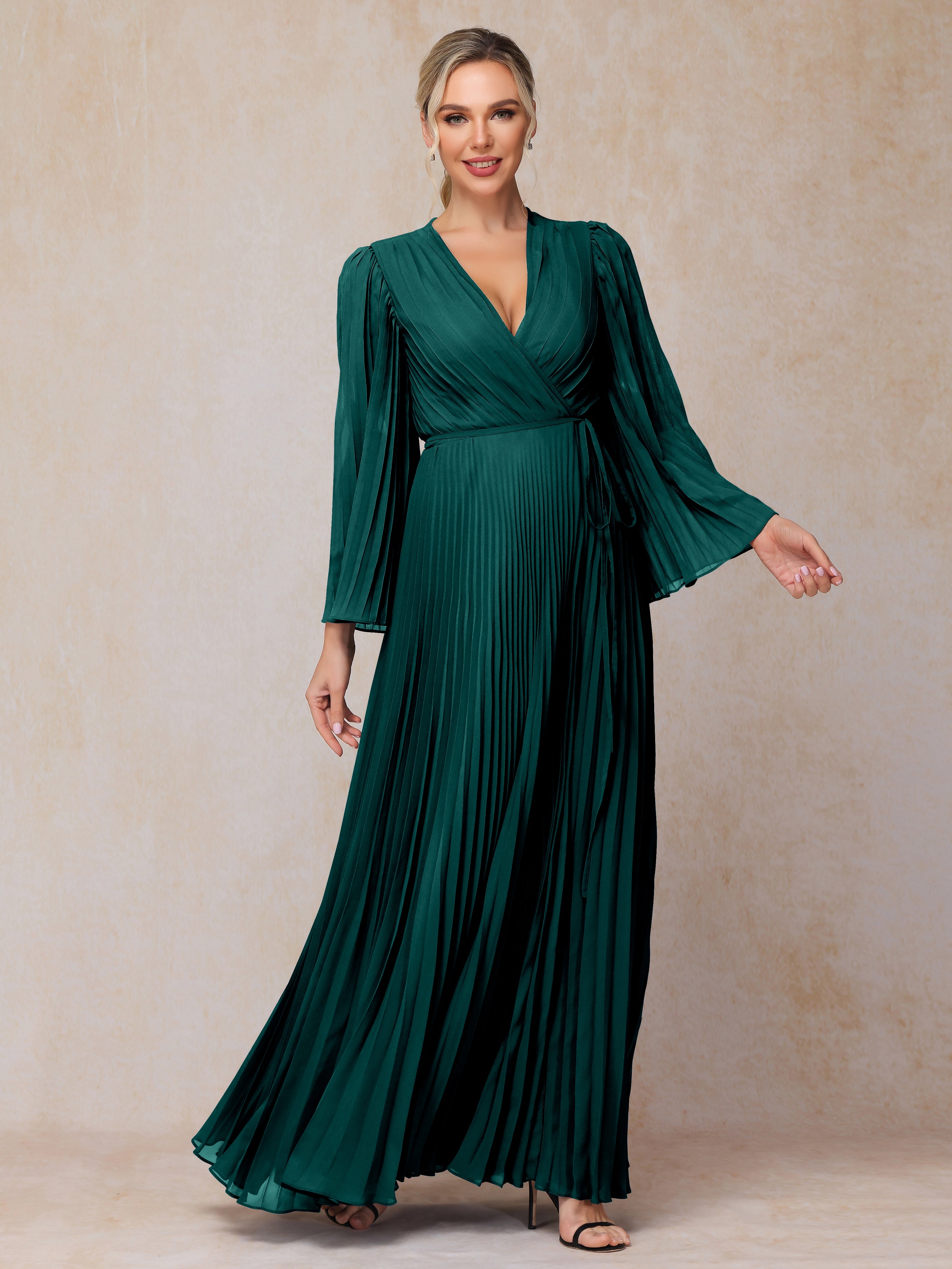 Long Sleeves Floor Length Chiffon Mother Of The  Groom Dress