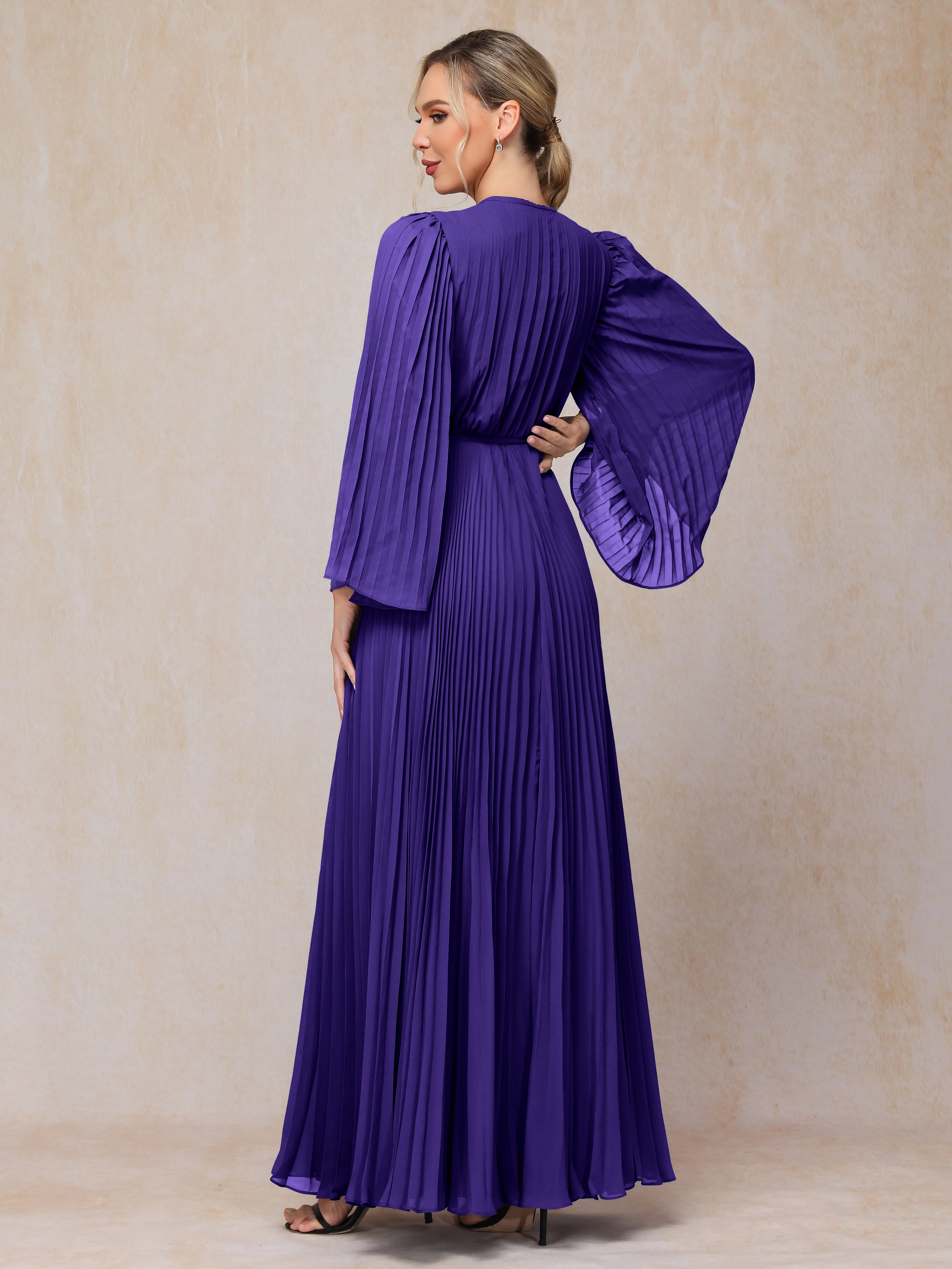 Long Sleeves Floor Length Chiffon Mother Of The Bride Dress