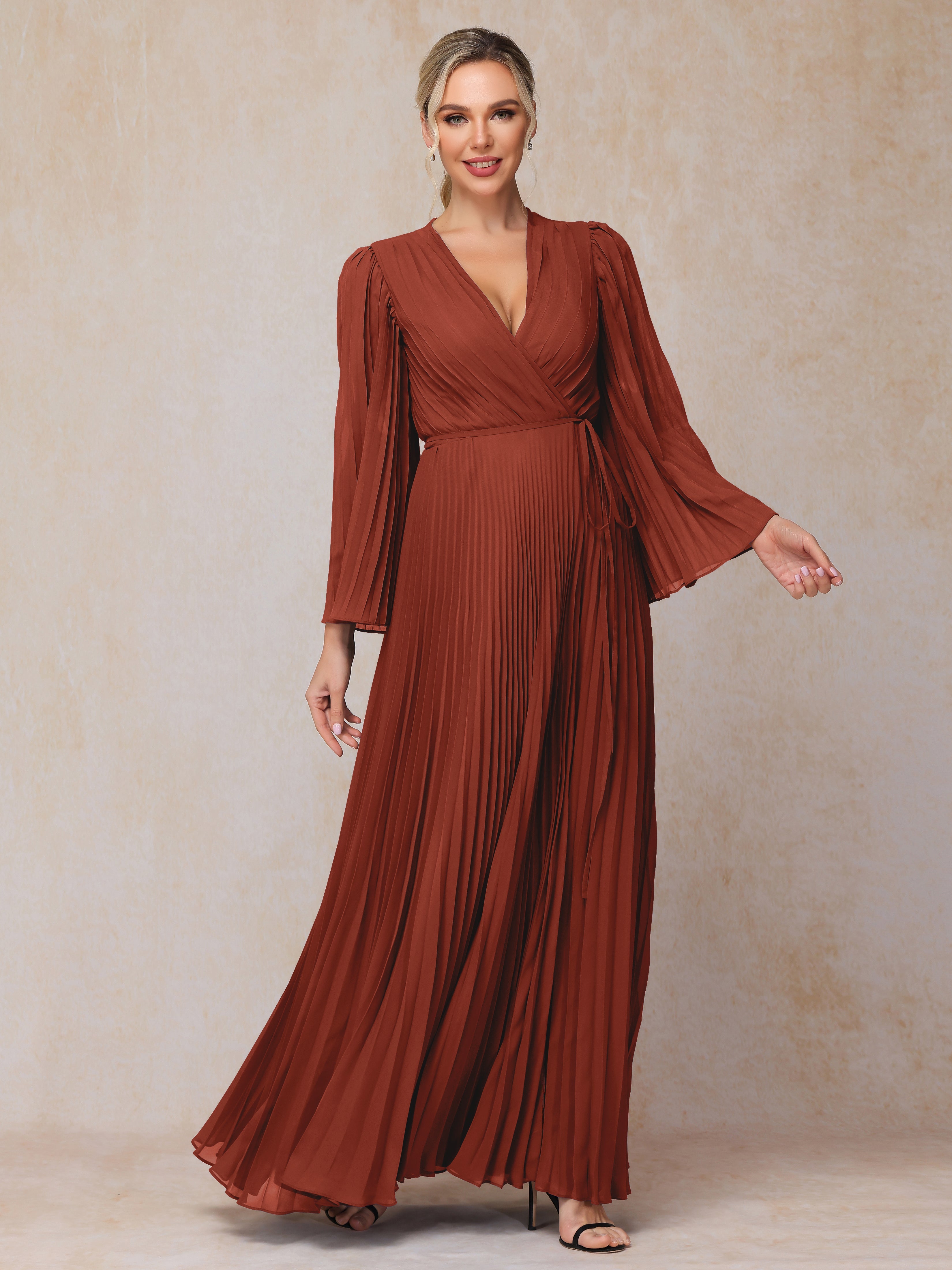 Long Sleeves Floor Length Chiffon Mother Of The  Groom Dress