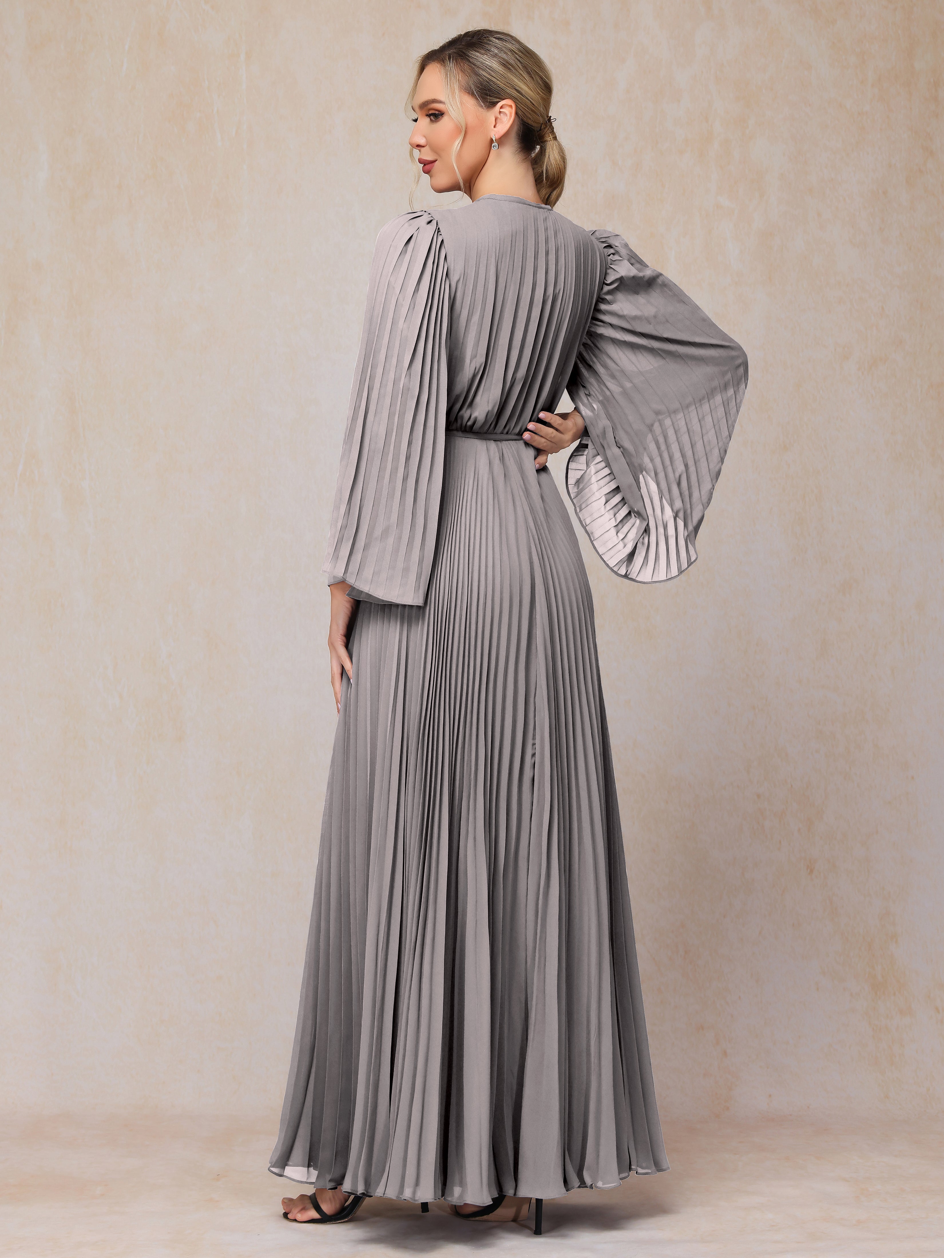 Long Sleeves Floor Length Chiffon Mother Of The Bride Dress