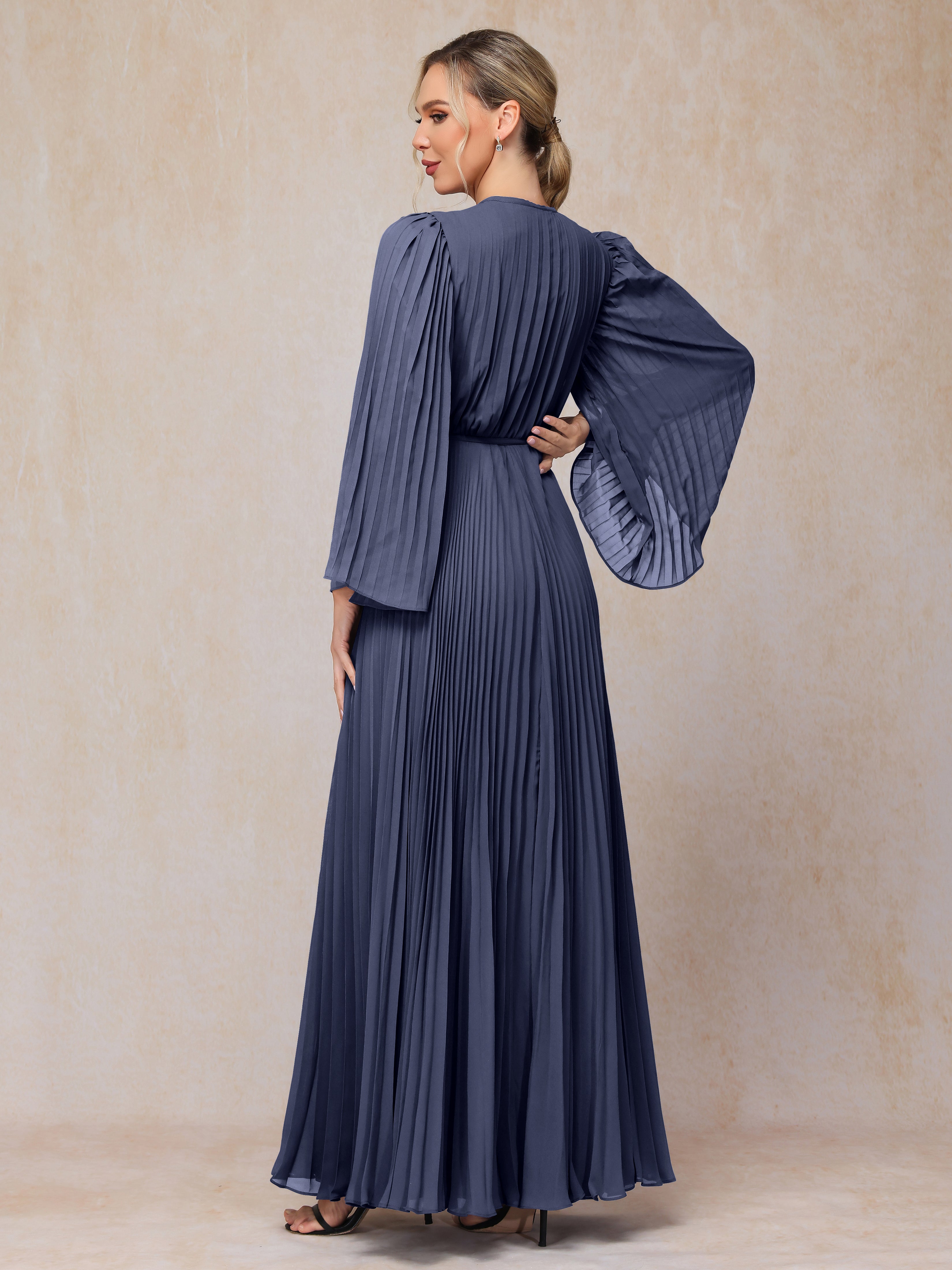 Long Sleeves Floor Length Chiffon Mother Of The Bride Dress