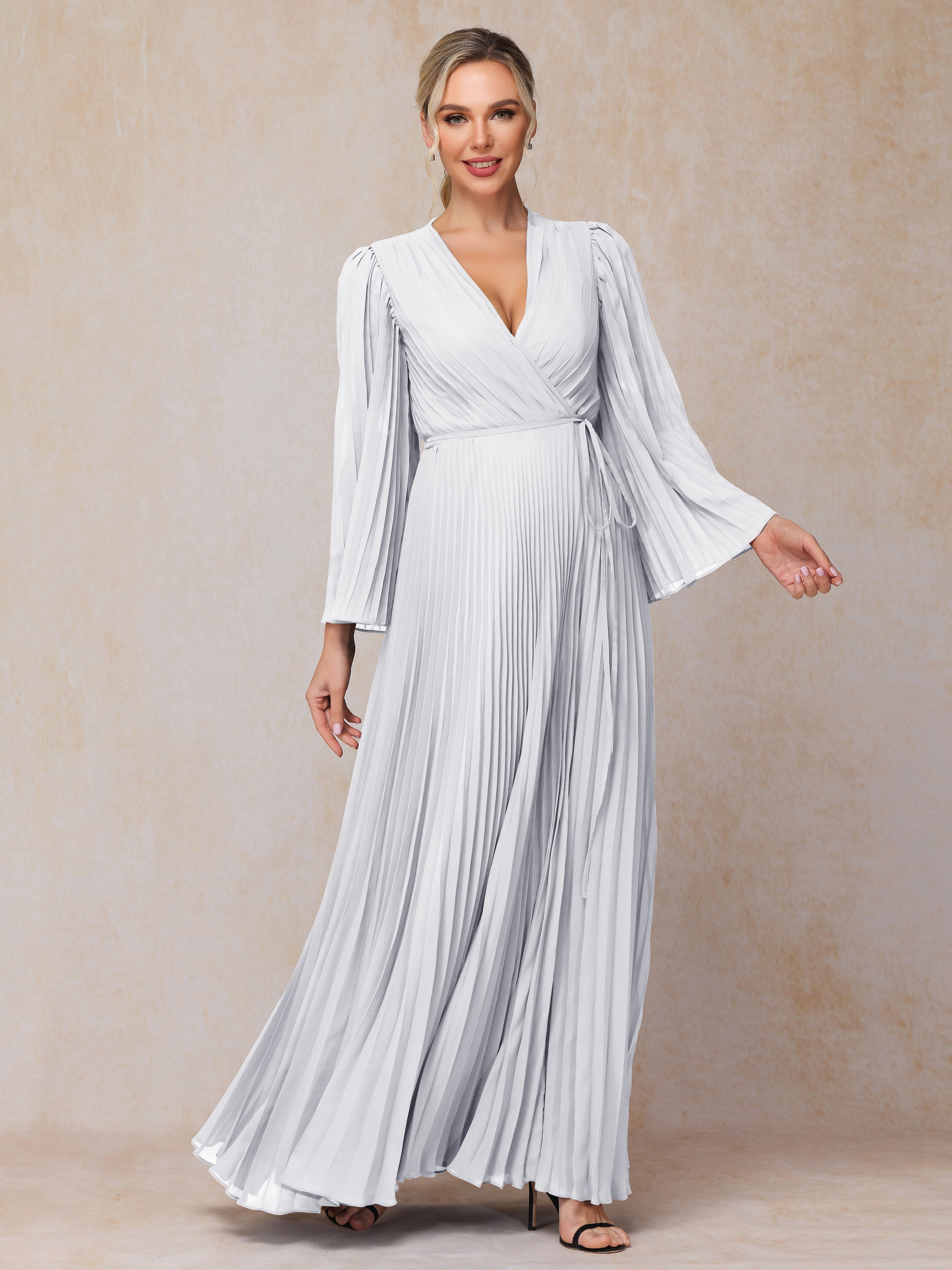 Long Sleeves Floor Length Chiffon Mother Of The Bride Dress